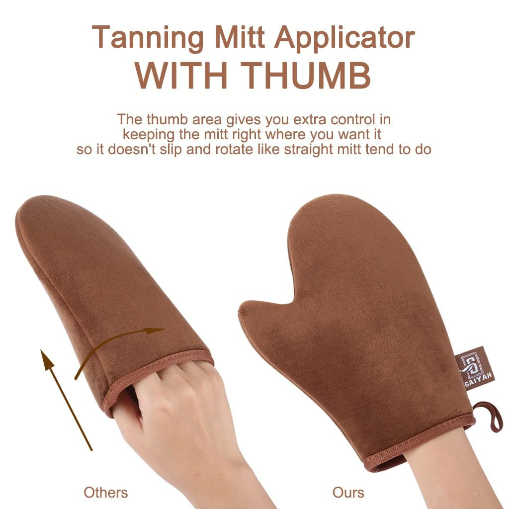 GAIYAH Self Tanning Mitt Applicator Self Tanner Mitt Applicator Tanning Mitts Self Tanner with Thumb Ultra Soft Tanning Glove for Self Tan Mitt Applicator