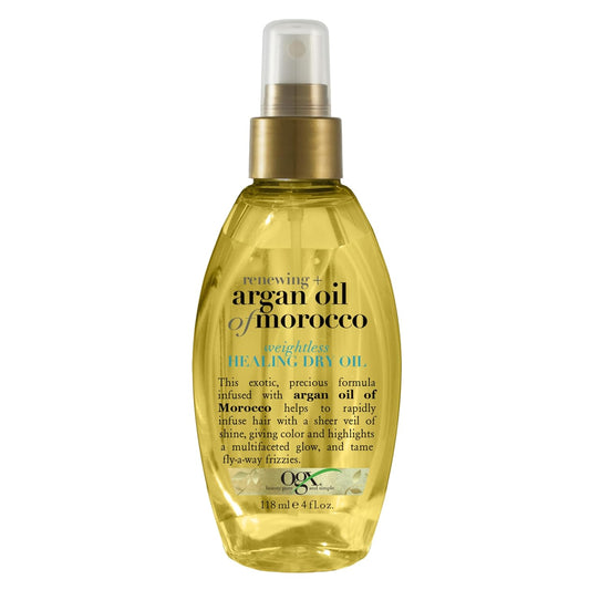 Renewing + Argan Oil of Morocco Weightless Healing Dry Oil Spray, Lightweight Hair Oil Mist for Split Ends, Frizzy Hair and Flyaways, Paraben & Sulfated-Surfactants Free, 4 Fl Oz