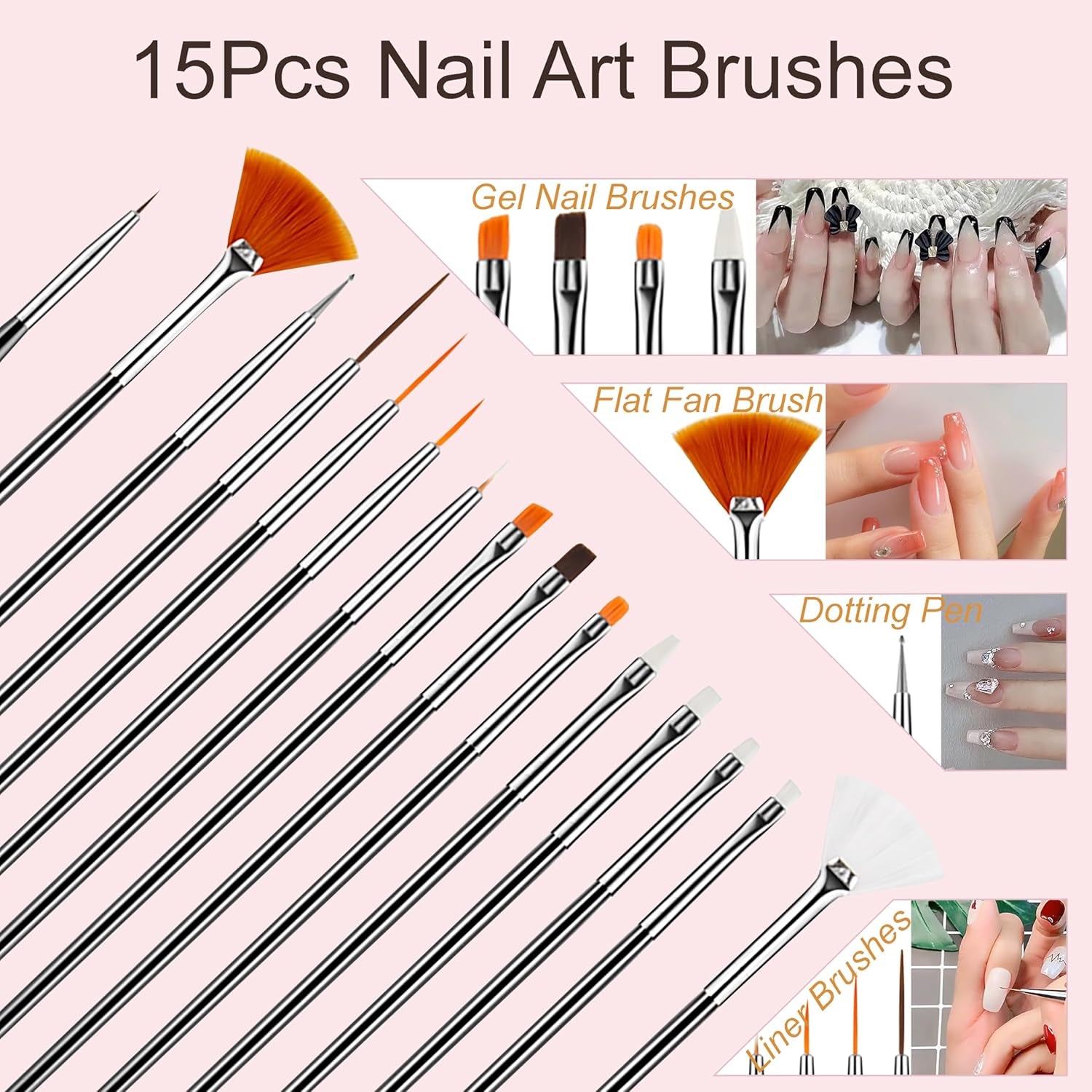 34Pcs Nail Art Brushes, Nail Art Brush Set, Nail Art Tools, Including Nail Design Brushes, Nail Dotting Tool, Nail Drawing Pens, Nail Brush Brackets, Nail Nano Polishing Rubs