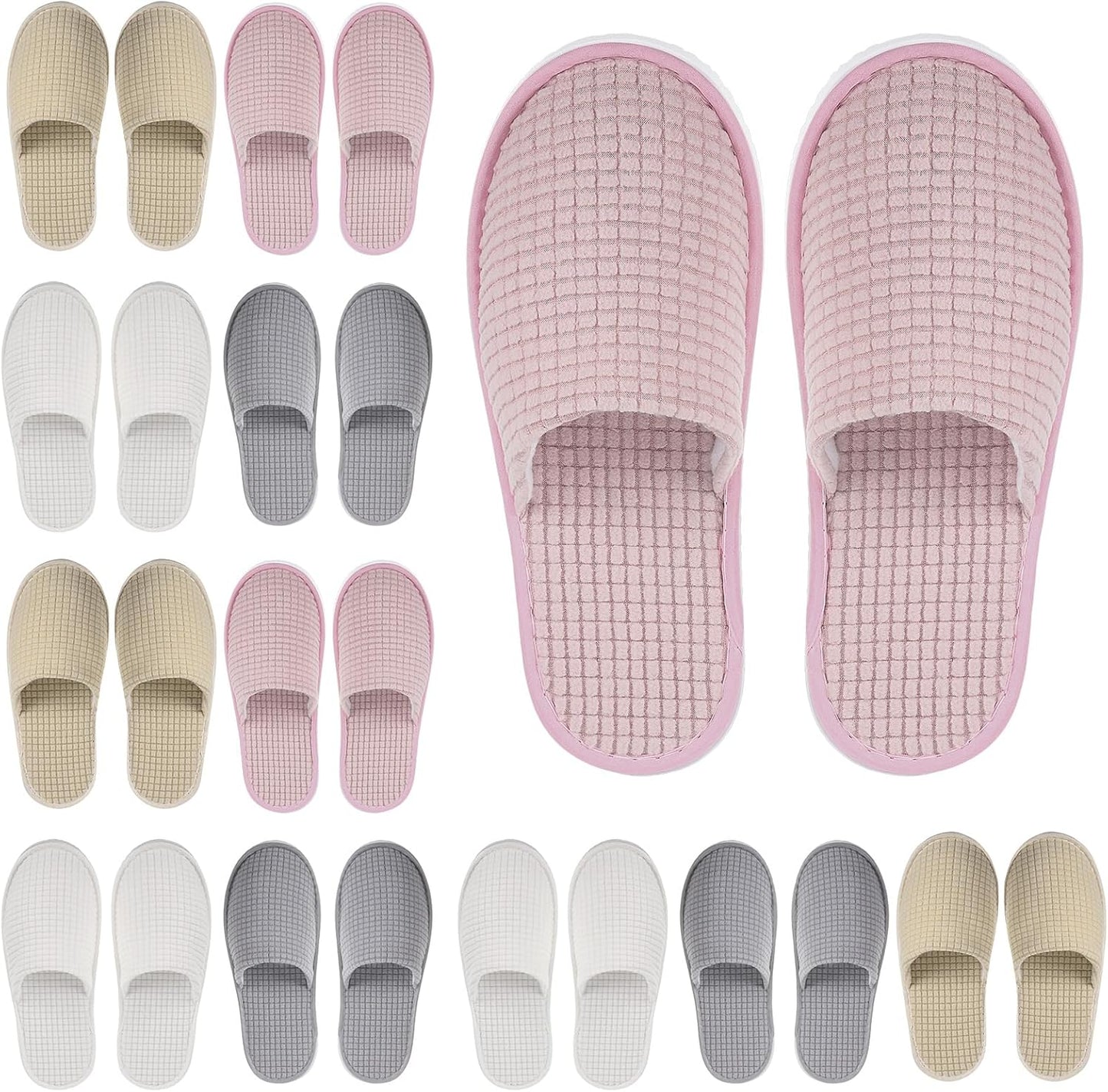 12 Pair House Slipper for Guest Non Slip Disposable Slipper for Travel Washable Reusable Closed Toe Hotel Bridesmaid Indoor Spa Wedding Party Shoeless Home