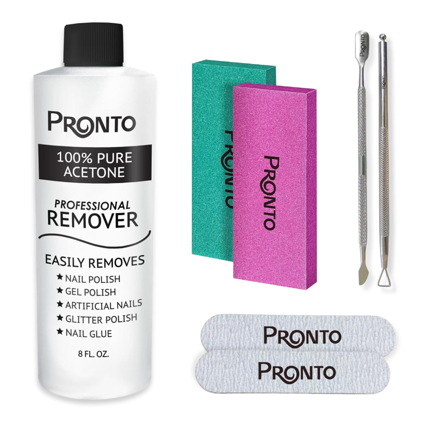 100% Pure Acetone - Quick, Professional Nail Polish Remover - for Natural, Gel, Acrylic, Sculptured Nails (8 FL. OZ.)