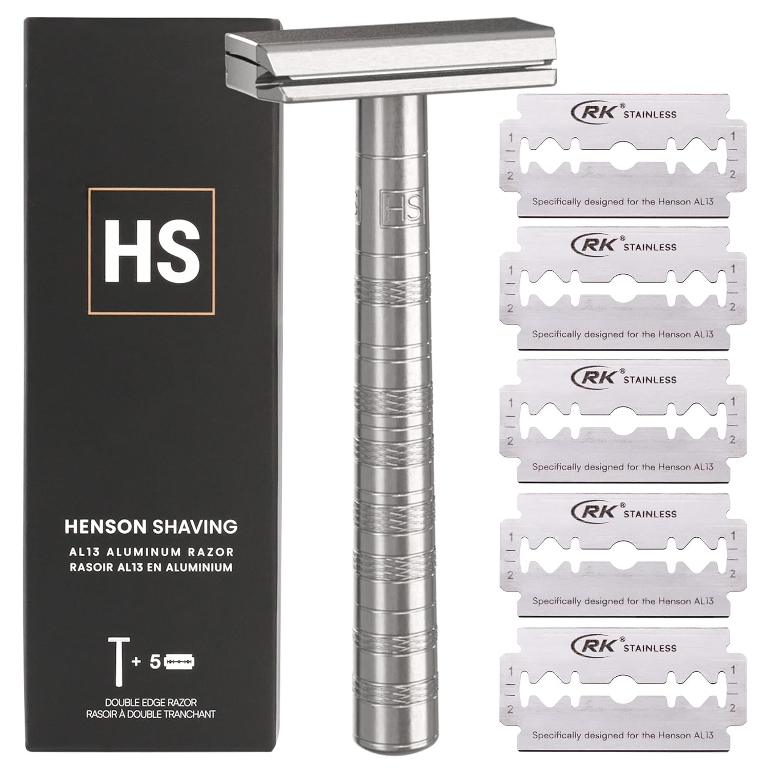 Razor - Aluminum Double Edge Safety Razor with 5 Spare Blades - 30° Angled Precision with Superior Blade Rigidity- Reusable Single Blade Razors for Men and Women