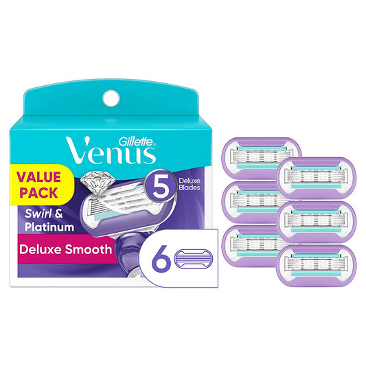 Deluxe Smooth Swirl Womens Razor Blade Refills, 6 Count, Moisture Ribbon to Protect against Irritation