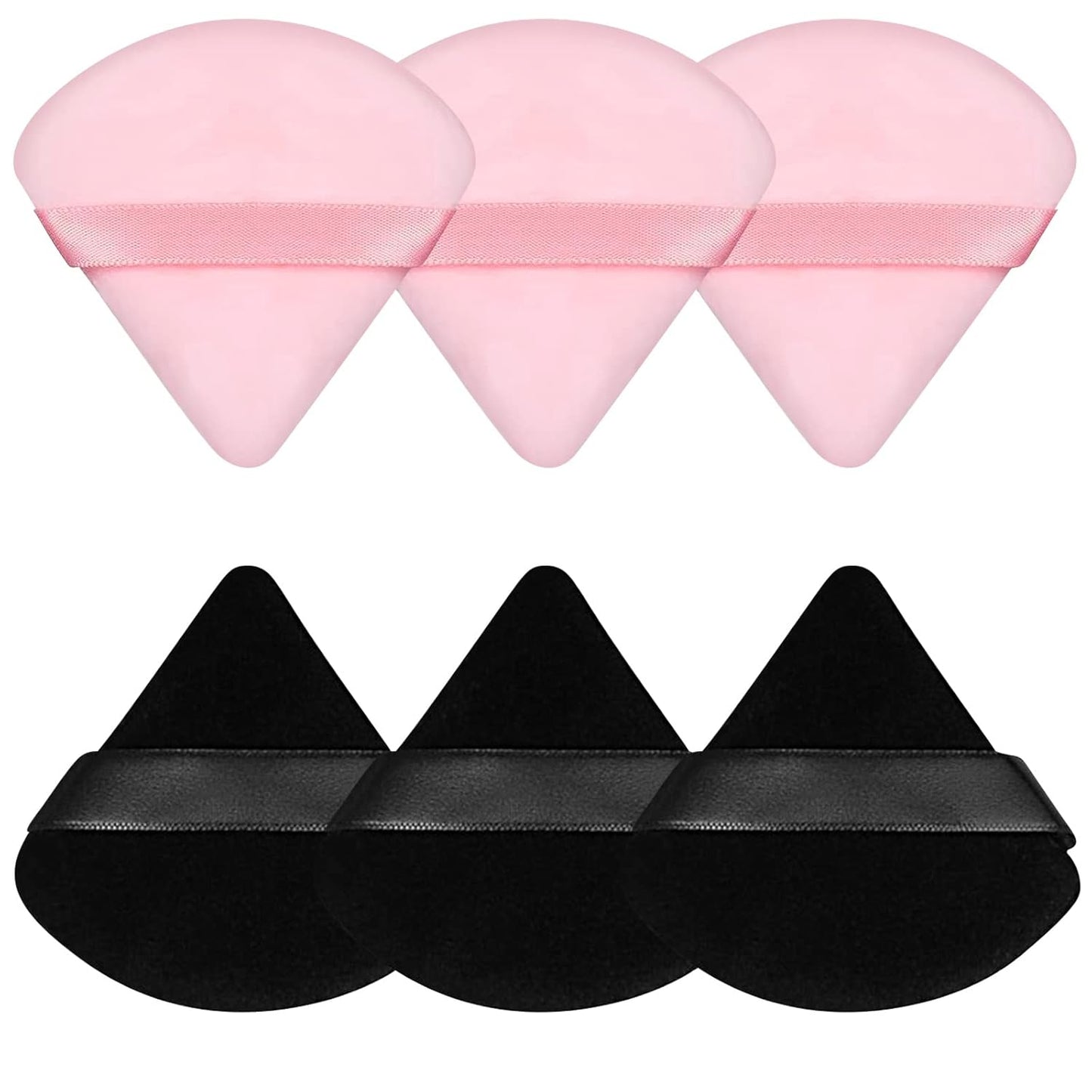 6 Pcs Powder Puff Face Soft Triangle Makeup Puff Velour Makeup Sponge Beauty Blender for Loose Powder Stocking Stuffers for Women (Black)