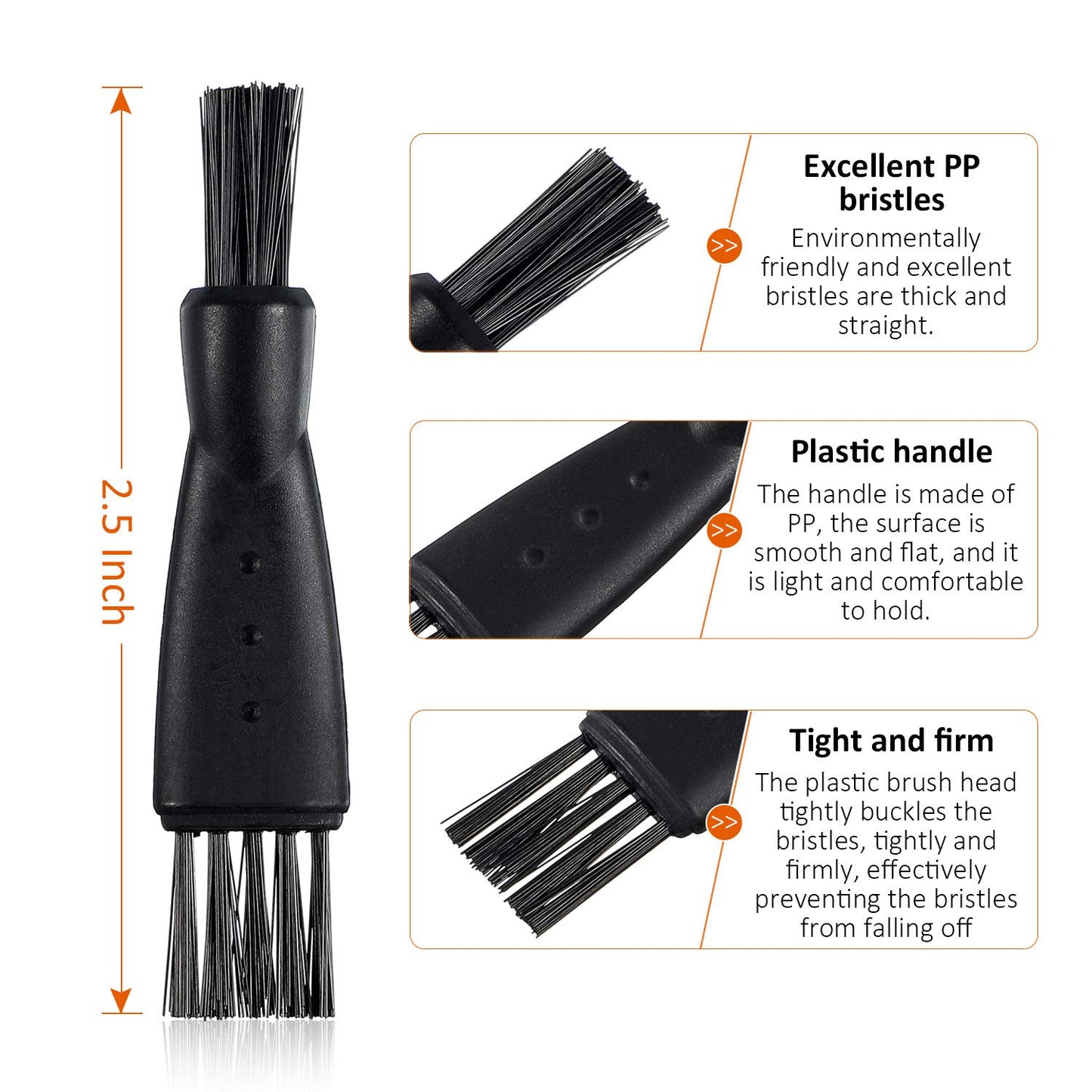 Black Double Sided Razor Trimmer Shaver Cleaning Brush Set, 8 Pieces