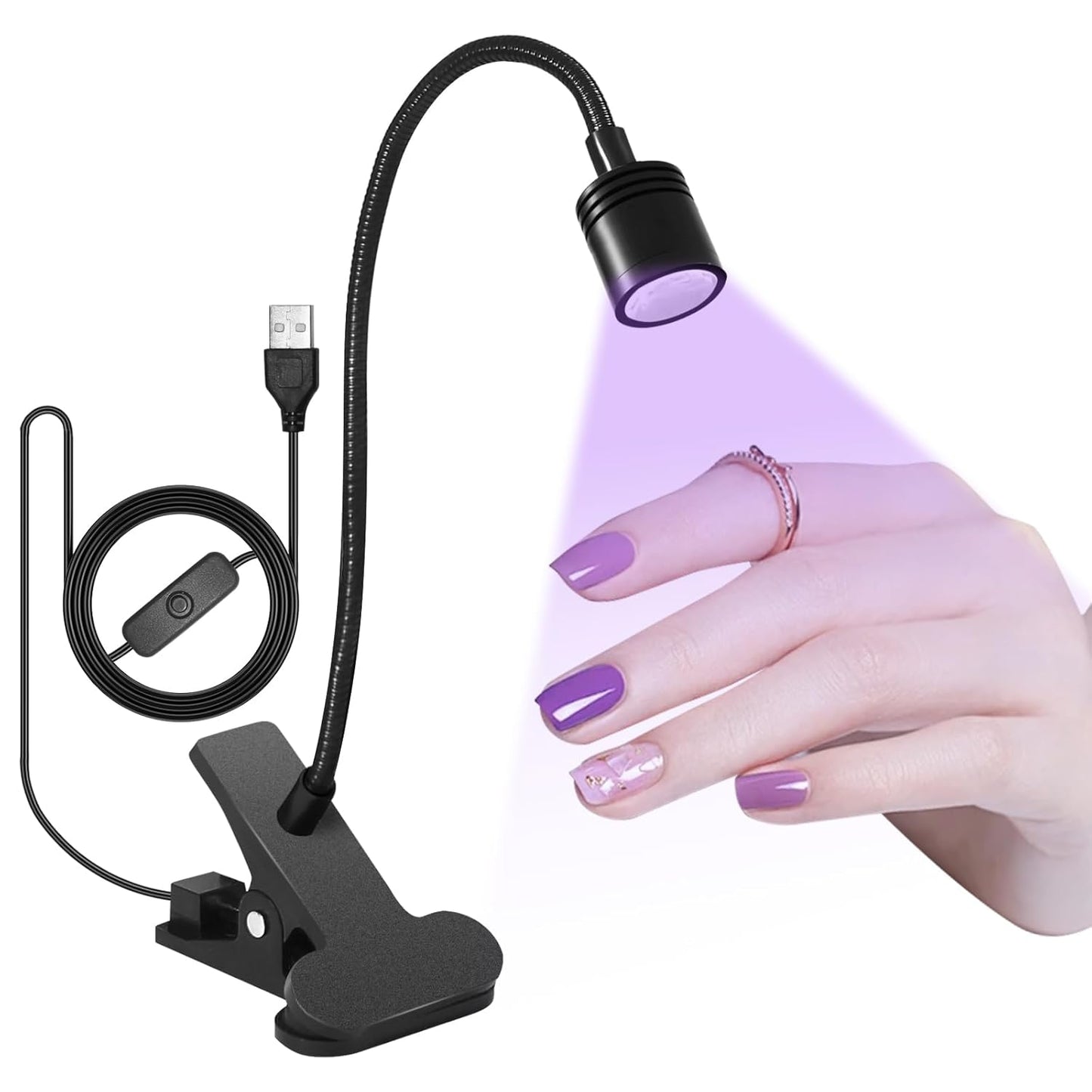 U V LED Nail Lamp – Mini Led Nail Lamp Gel X Lamp for Nails with Securing Clip Rotatable Led Light for Nails for Curing Gel Polish U V Nail Gels Manicure Home DIY, Black