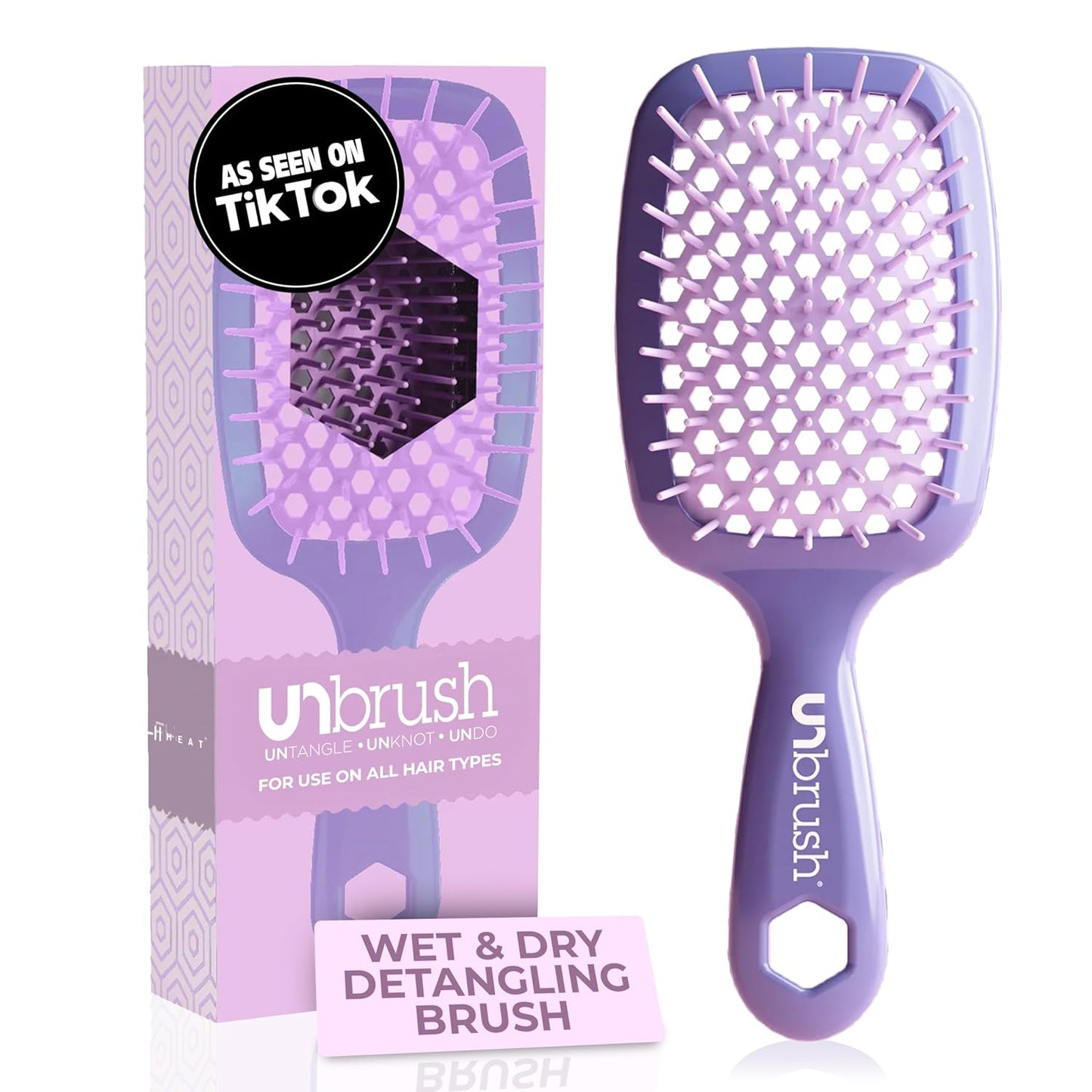 Unbrush Detangling Brush for Pain-Free Brushing on All Wet or Dry Hair Types — Durable Duoflex Anti-Static Bristles, Lightweight Handle, Vented Hair Brush