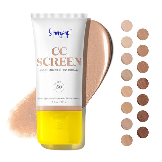 CC Screen - SPF 50 PA++++ CC Cream, 100% Mineral Color-Corrector & Broad Spectrum Sunscreen - Tinted Moisturizer, Concealer & Buildable Coverage Foundation - 1.6 Fl Oz