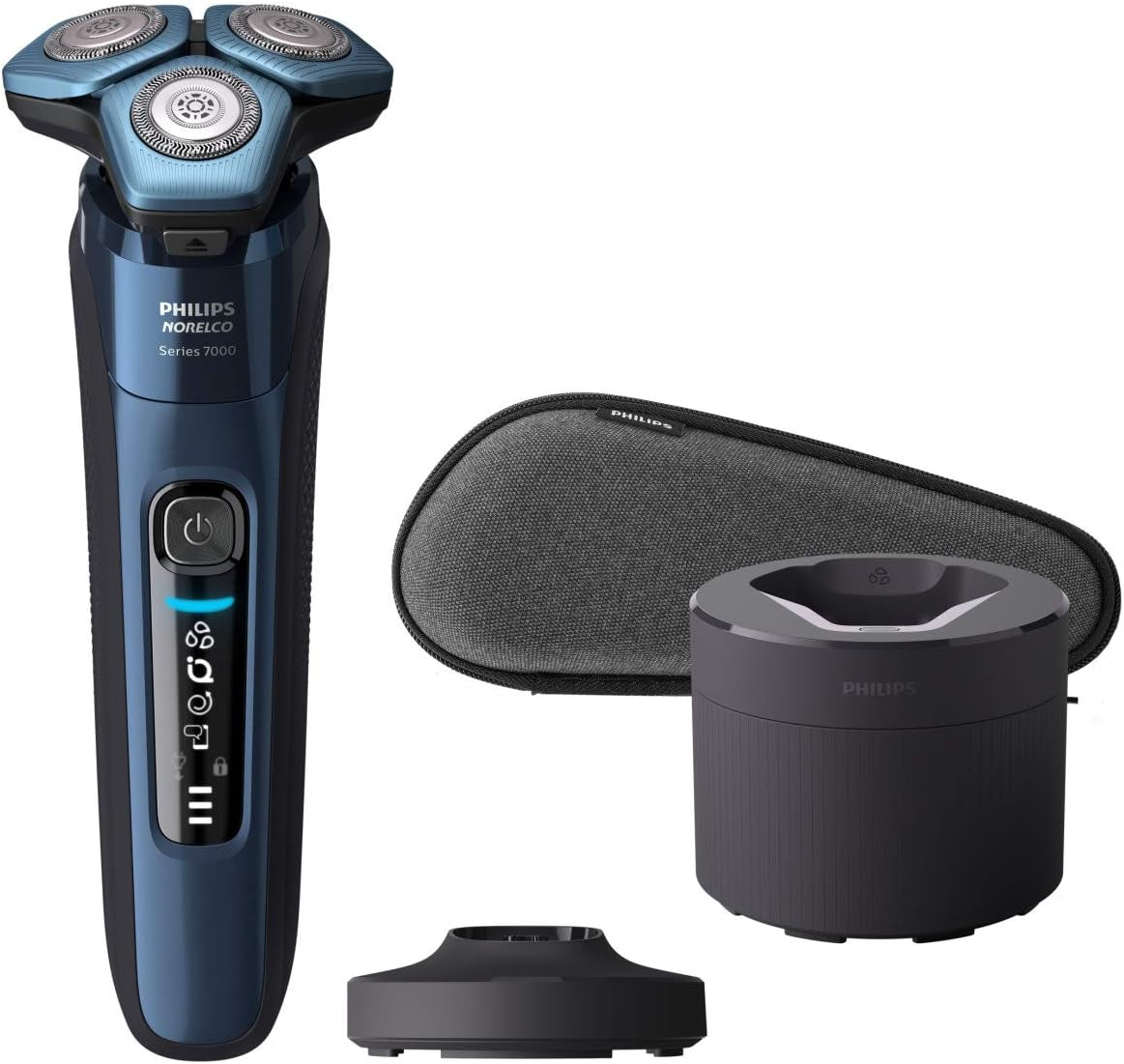 Shaver 7800, Rechargeable Wet & Dry Electric Shaver with Senseiq Technology, Quick Clean Pod, Charging Stand, Travel Case and Pop-Up Trimmer, S7885/85