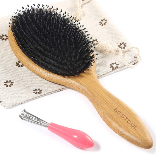 Hair Brush, Boar & Nylon Bristle Brush for Women Men Kid, Oval Brush for Wet/Dry Hair Smoothing Massaging Detangling, Enhance Shine & Health