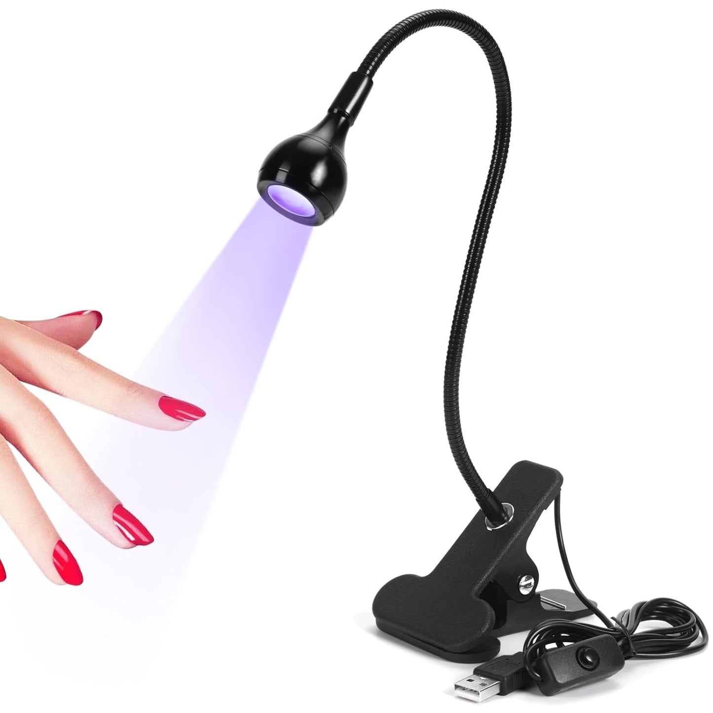 U V LED Nail Lamp – Mini Led Nail Lamp Gel X Lamp for Nails with Securing Clip Rotatable Led Light for Nails for Curing Gel Polish U V Nail Gels Manicure Home DIY, Black