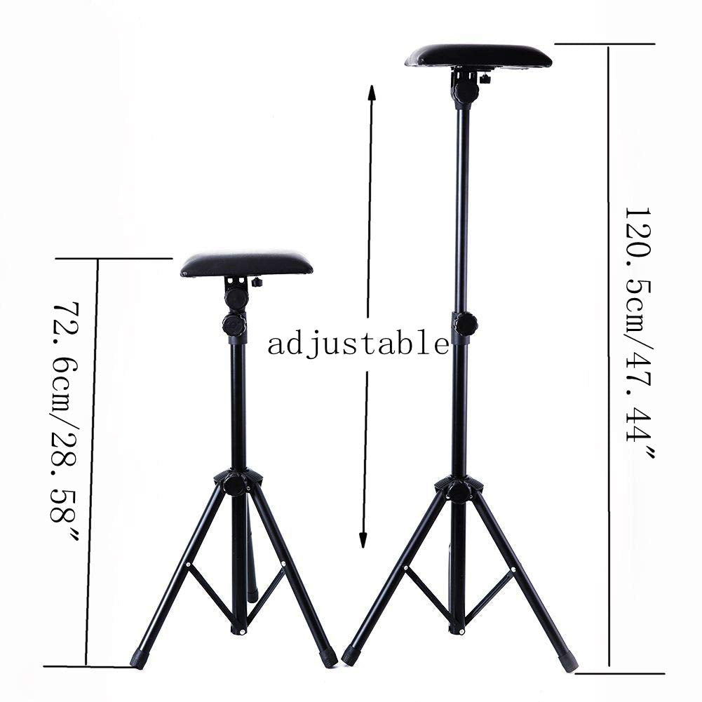 Tattoo Armrest Stand,Foldable Sponge Pad Tattoo Arm Leg Rest Stand Tripod with Adjustable Height for Tattoo Supplies Arm Bar Pad PVC Leather Chair Stand