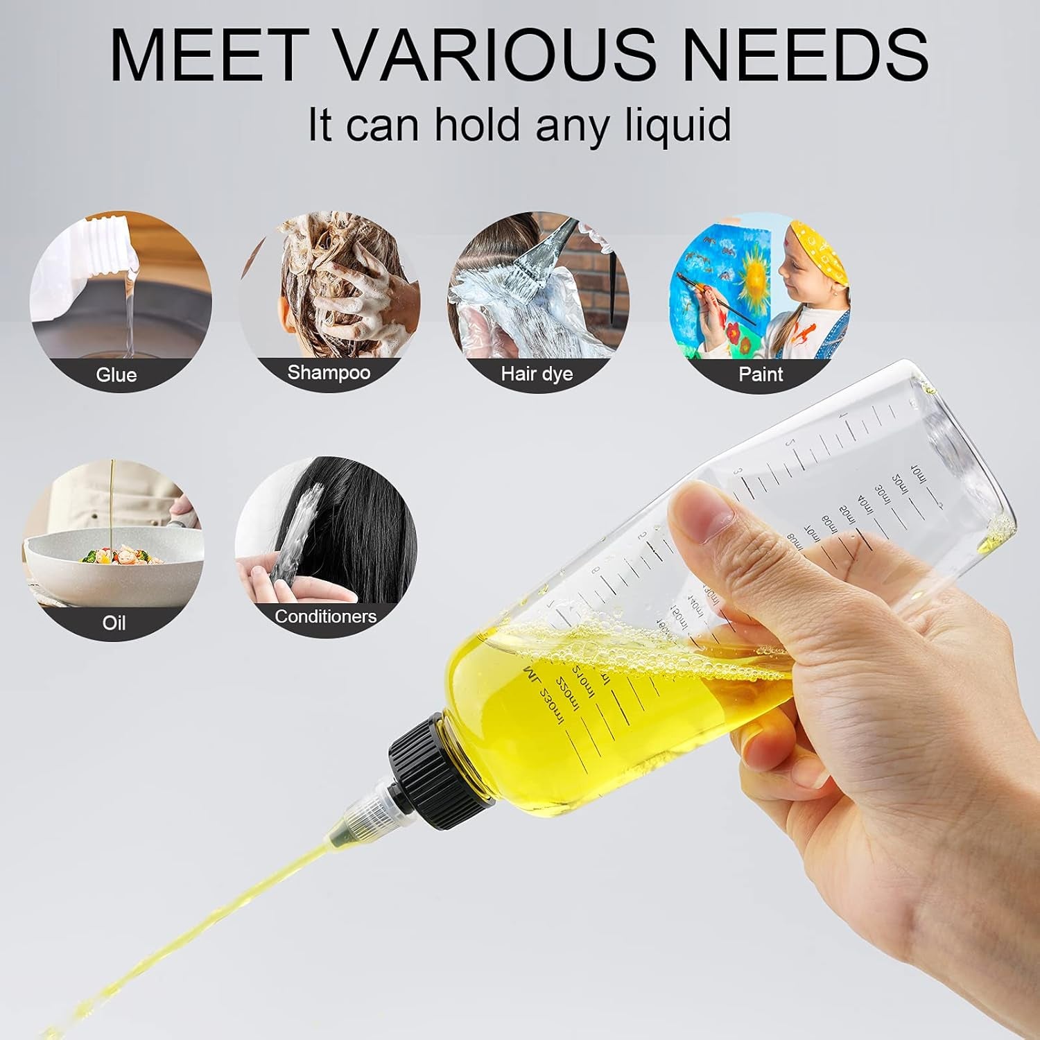 Applicator Bottle for Hair 8.5Oz 2 Pack Hair Squeeze Bottles with Graduated Scale Hair Dye Applicator Bottle Twist-On Top Tip Cap Empty Plastic Hair Color Oil Bottle