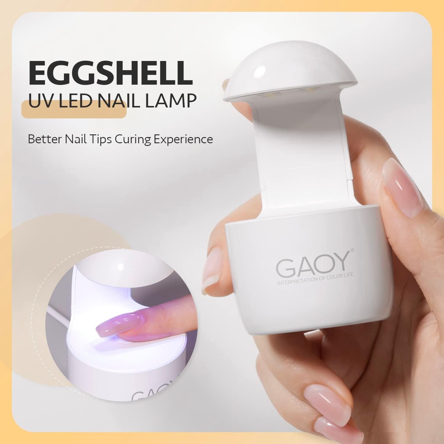 Mini UV Light for Gel Nails, Small Curing Light, Eggshell LED Nail Lamp, Fast Curing, White