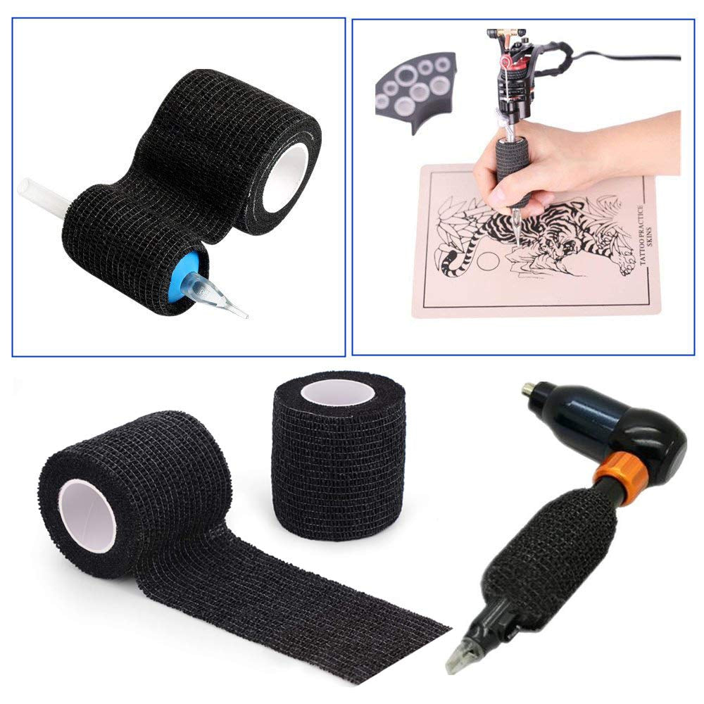 Tattoo Grip Tape Wrap Cover -  6Pcs 2" X 5 Yards Tattoo Machine Tape Cohesive Elastic Bandage Rolls Self-Adherent Tape for Grip Tube Accessories Sports Tape