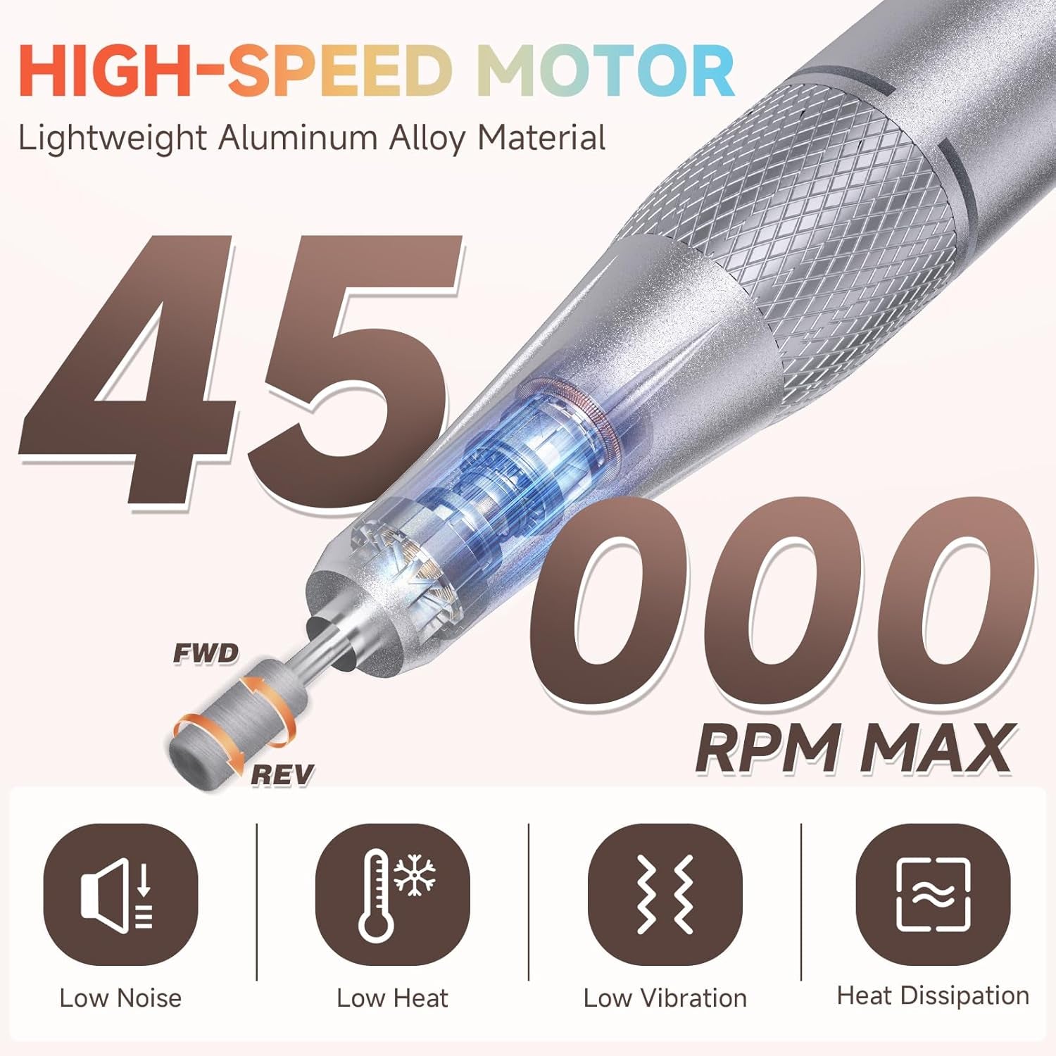 Nail Drill, Portable Electric Nail File 45000RPM Electric Nail Drill, Cordless Nail Drill Professional with Bits&Base, for Acrylic Gel Nails, Nail E-File Machine, Manicure Polishing, for Salon Home