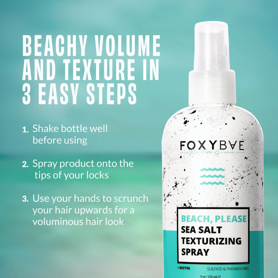 Sea Salt Spray for Hair - with Biotin - Texture, Texturizing, Volumizing, Thickening - for Men & Women - 8 Fl Oz