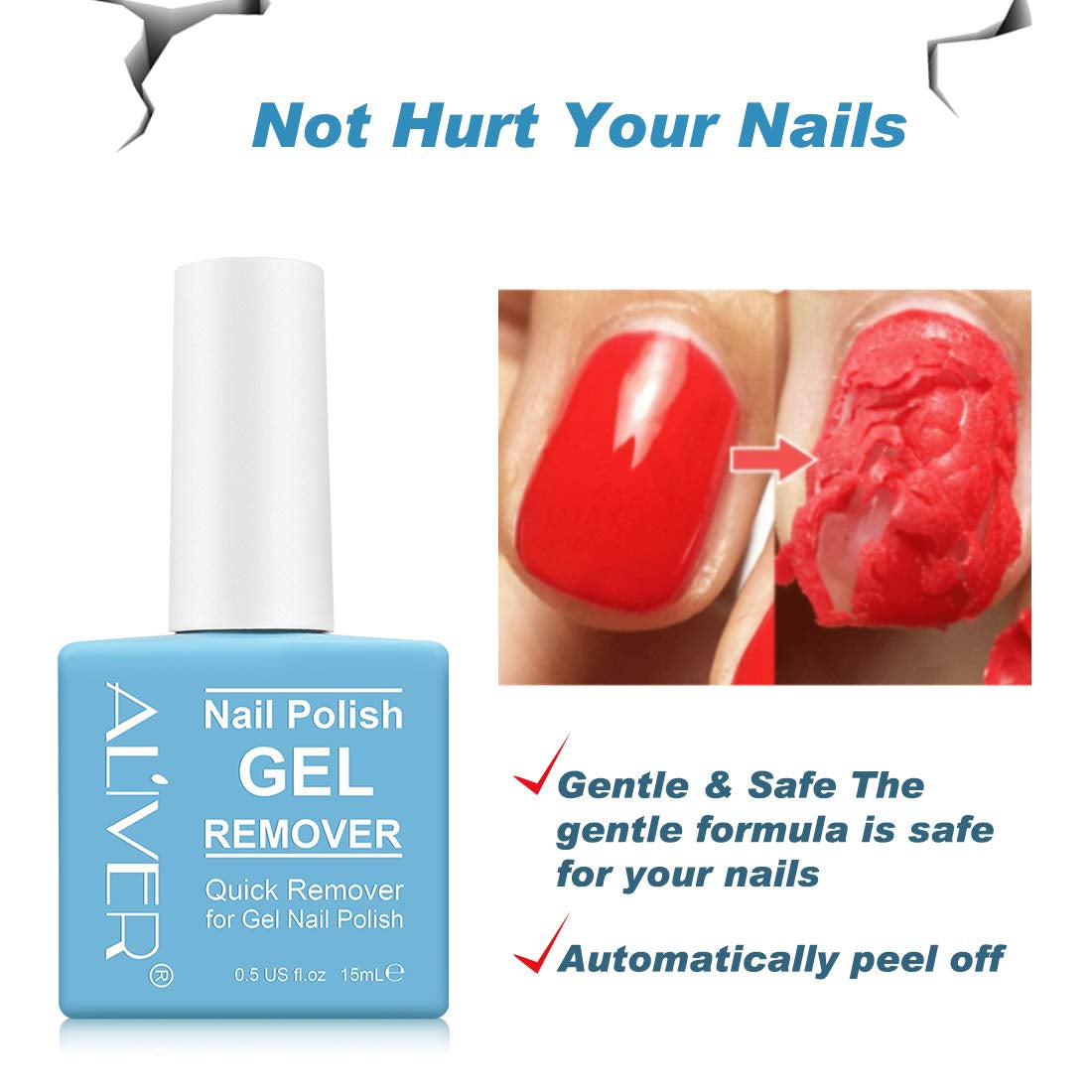 Gel Nail Polish Remover 1Pcs, Professional Gel Polish Remover for Nails, No Need for Foil, Quick & Easy Polish Remover in 2-3 Minutes, No Need Soaking or Wrapping-15Ml