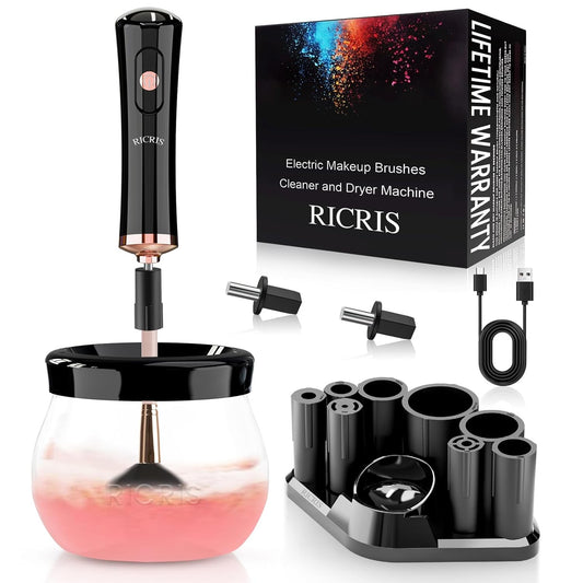 Electric Makeup Brush Cleaner Machine - Ultra Fast USB Make up Brush Washer and Dryer - Automatic Cosmetic Brush Cleanser Tool Clean and Dry in Seconds for Beauty Women, Girls (Black)