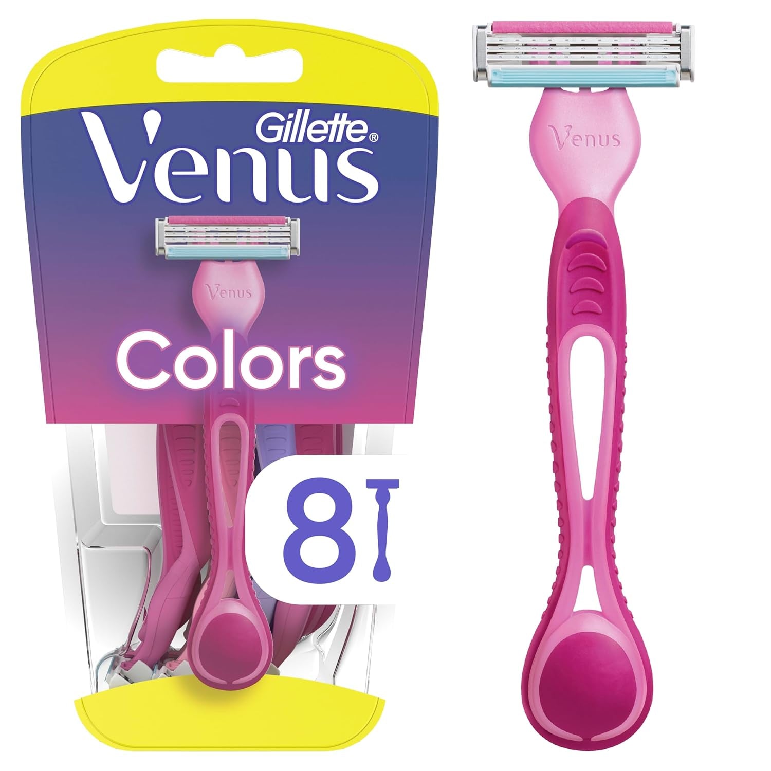 Venus Simply3 Disposable Razors for Women, 8 Count, Designed for a Close and Comfortable Shave