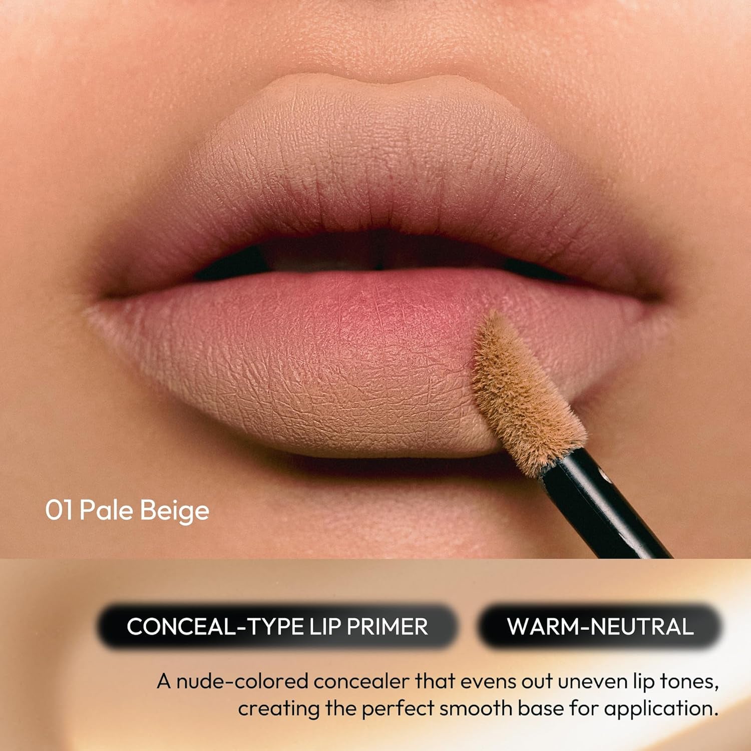 Wink Lip Shade Primer - All Day Top Coat, Smudge-Proof Base, Semi-Matte Long-Lasting Lip Primer (01 Pale Beige)