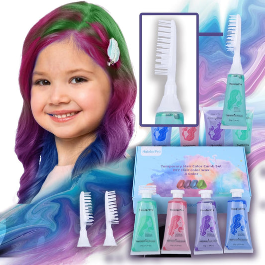 Hair Chalk for Girls Washable,Temporary Hair Dye Wax Kit for Kids& Adults,4 PCS Temporary Hair Color for Boys & Girls, Girl Gifts for 6 7 8 9 10 11 12 13 Year Old Girls Birthday Gifts