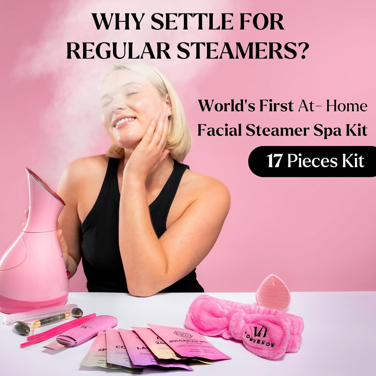 Facial Steamer Spa Kit with Complimentary 17 Tools | Valentines Gift | Face Steamer with Towel Warmer & Humidifier Mode| Self Care Gifts, Spa Gifts - Valentine Gifts for Women - Galentines Day Gifts