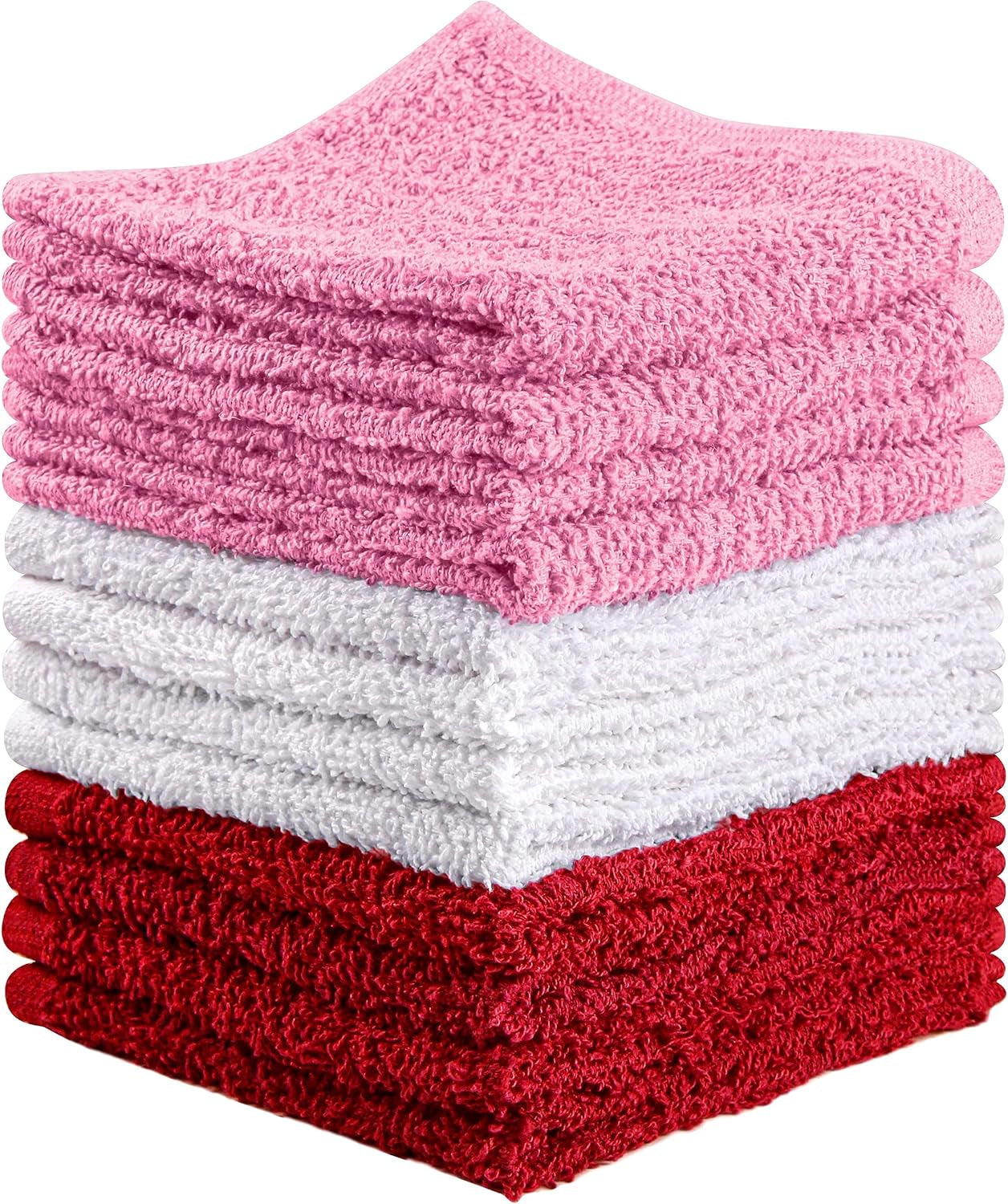 Towel and Linen Mart 100% Cotton - 24 Pack Wash Cloth Set - Flannel Face Cloths, Highly Absorbent and Soft Feel Fingertip Towels (Multi, Pack of 24)