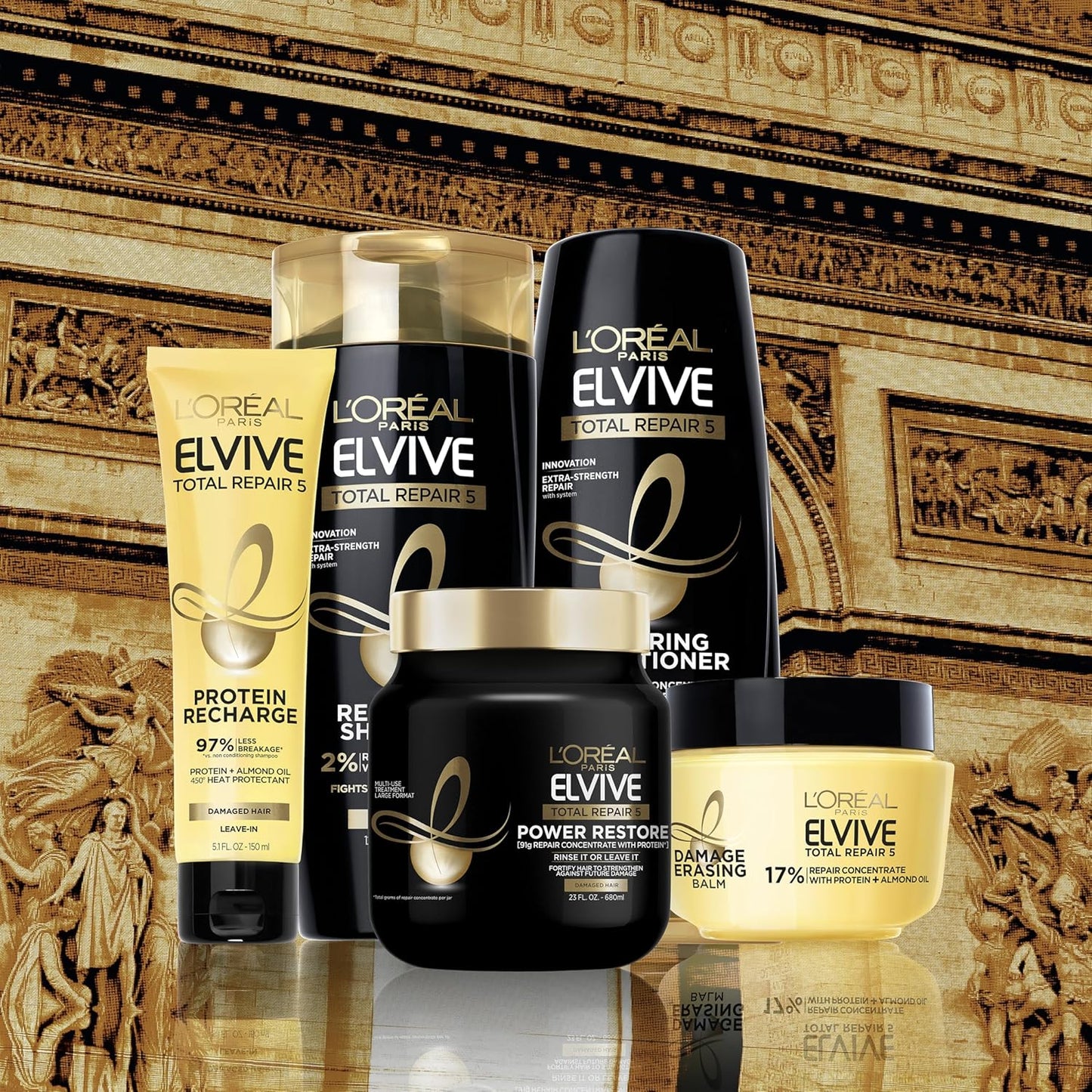 Elvive Total Repair 5 Repairing Shampoo and Conditioner for Damaged Hair, 28 Ounce (Set of 2)