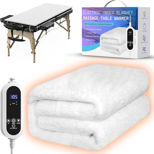 Upgraded 71X31'' Massage Table Warmer Heating Pad, SPA Massage Bed Warmer with 10 Timer Setting and Adjustable Temperature Control, Overheat Protection, Fleece Heated Pad for Massage Bed & SPA Table