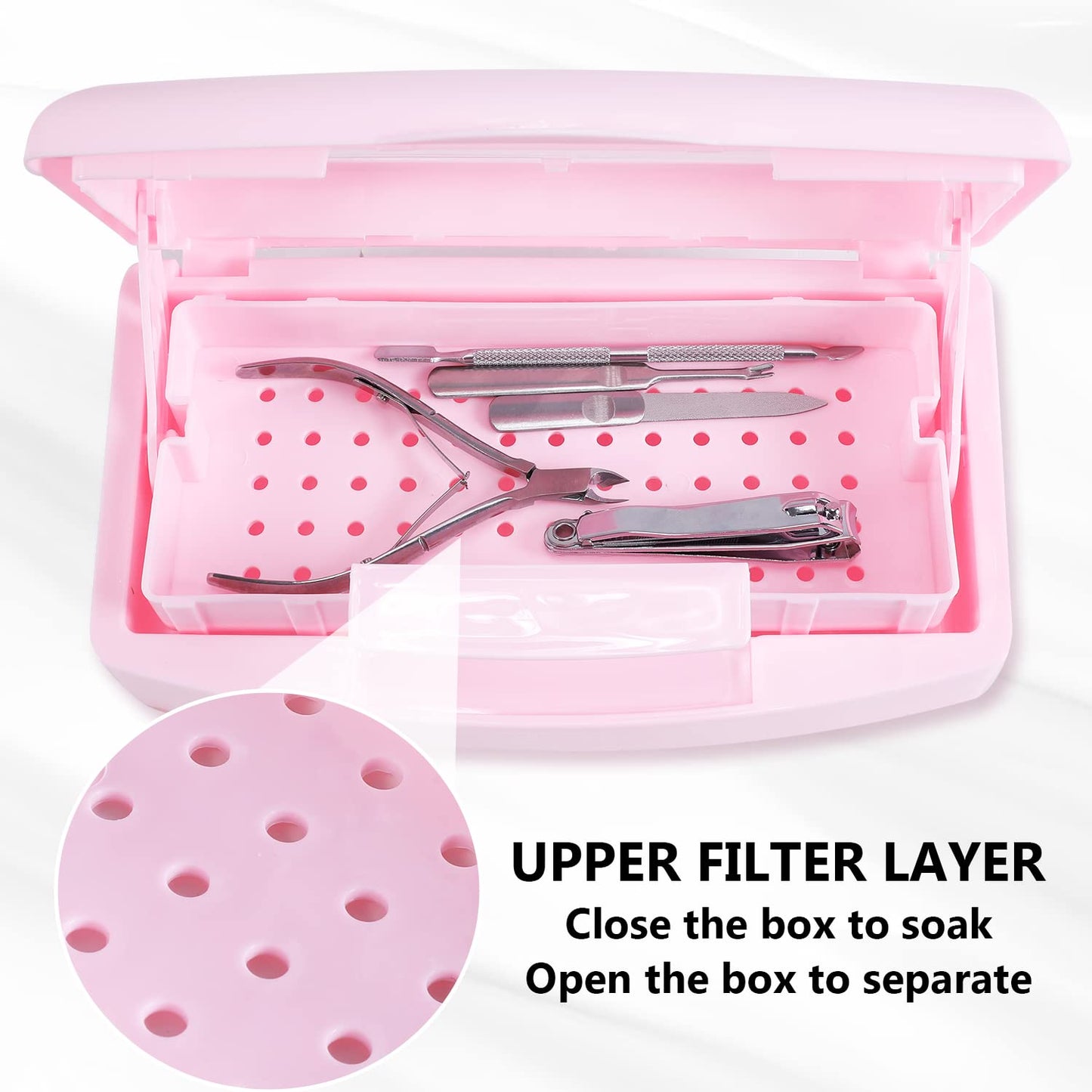 Plastic Sterilizing Tray,Sterilization Box,Nail Art Tool Sterilizer Tray, Sterilizer Tray Box Nail Art Salon Sterilizing Too（Pink）