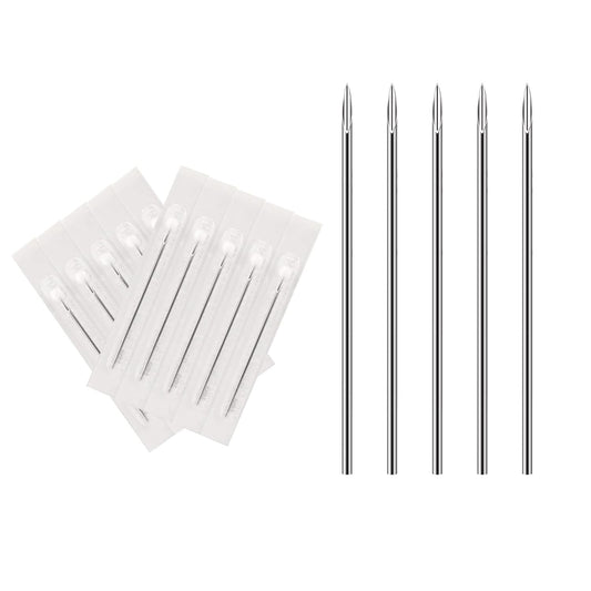 Body Piercing Needles,  10Pcs 16G Stainless Steel Sterile Disposable Ear Nose Navel Nipple Lip Piercing Needles