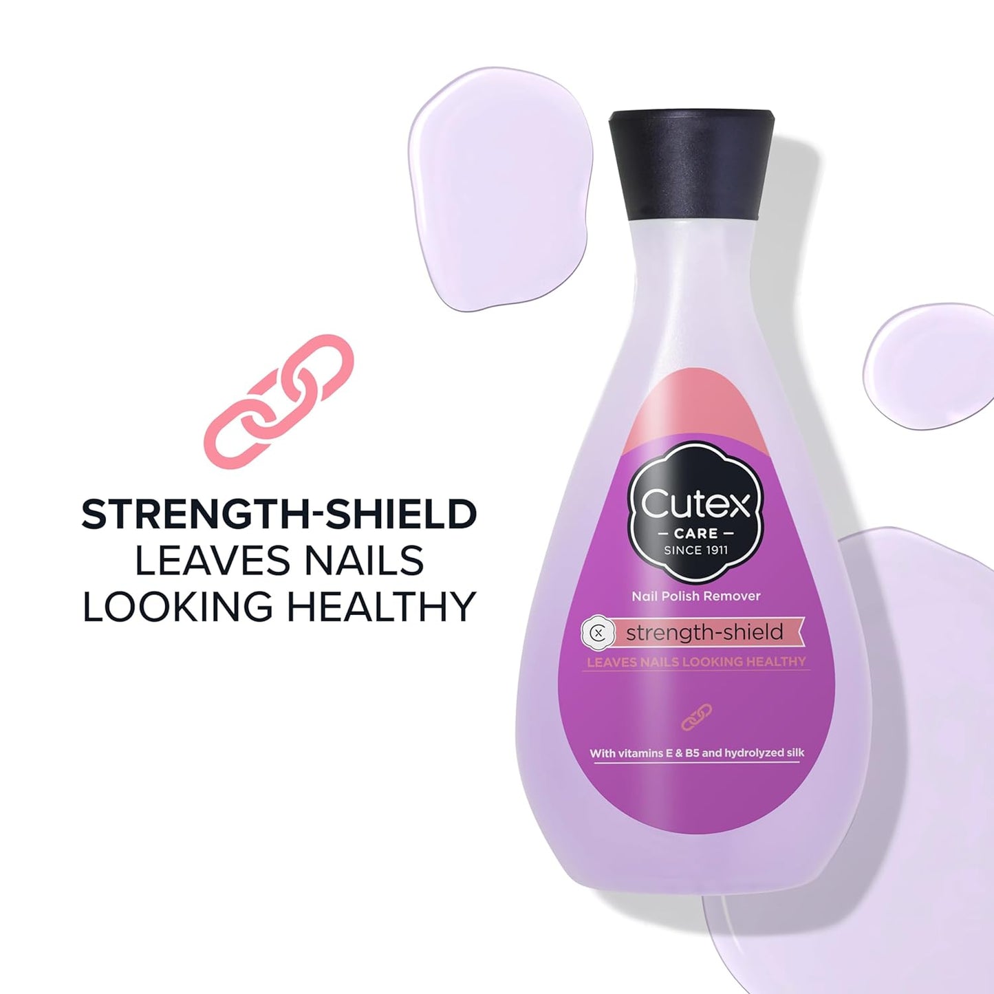 Strength Shield Nail Polish Remover, Leaves Fingernails & Toenails Looking Healthy, Contains Vitamins E, B5 & Hydrolyzed Silk, 6.7 Fl Oz