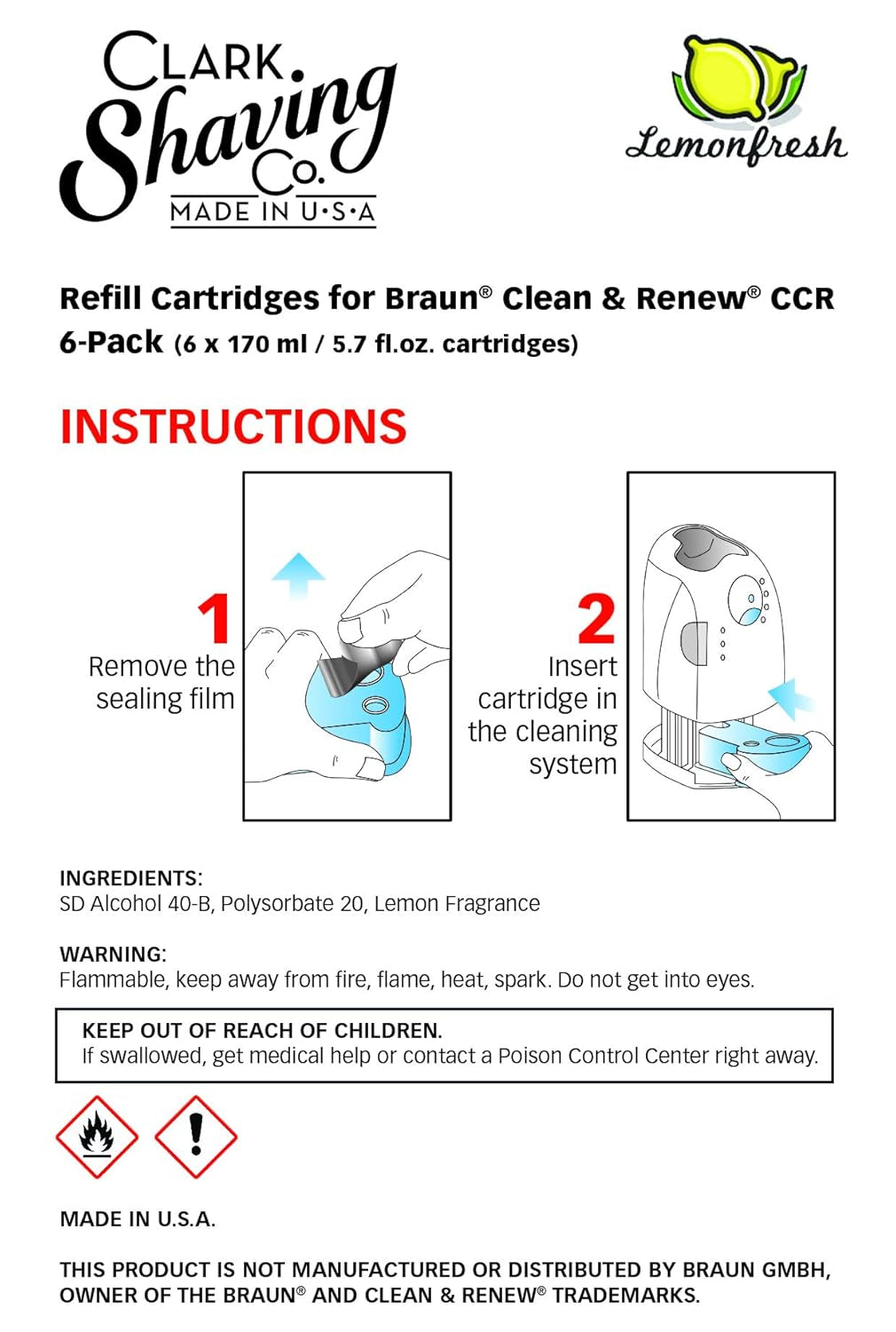 Refill Cartridges for Braun Clean & Renew CCR (6-Pack)