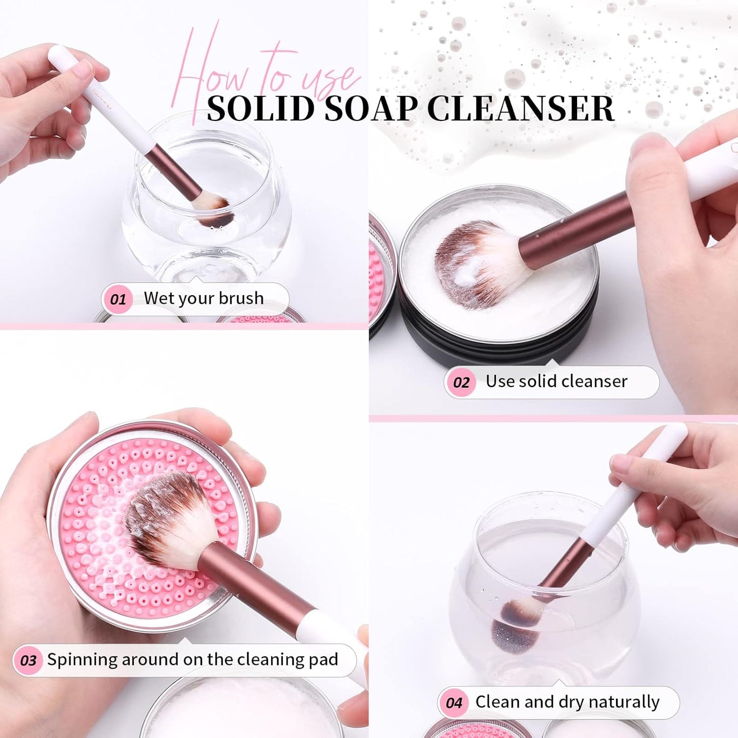 Makeup Brush Cleaner Shampoo Soap Solid Brush Cleaning Mat Removes Cosmetic Color Brush Cleaner Pad for Cleaning Makeup Sponges Brushes