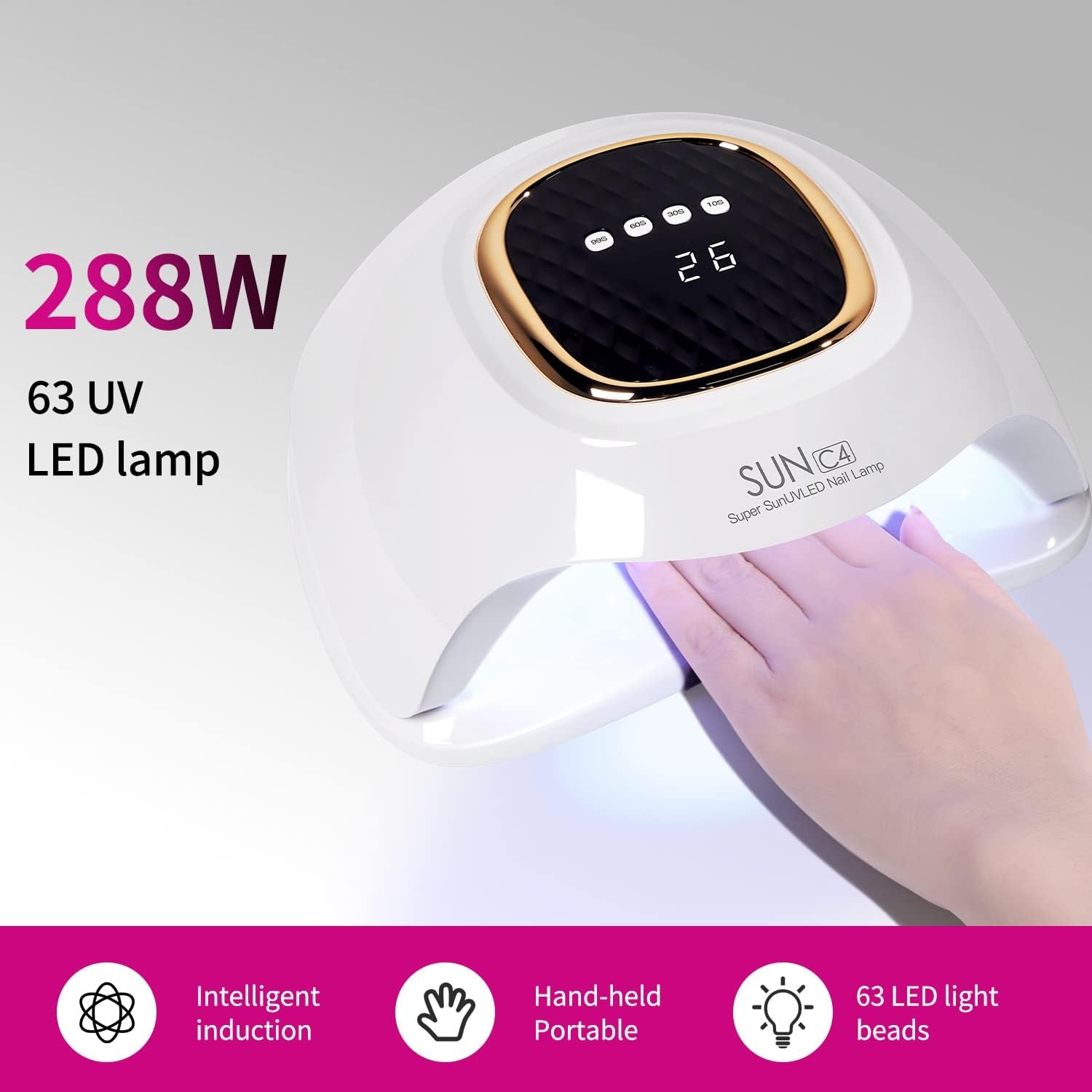 UV Nail Lamp - Fast Drying, Powerful & Efficient LED Nail Lamp with 4 Timing Settings & Infrared Automatic Sensor Professional UV Light for Home Salon Nail Art Tools