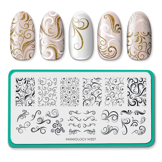 Swirls Nail Stamping Plate, Swirling Patterns Nail Art Designs, Swirl-Theme Manicures