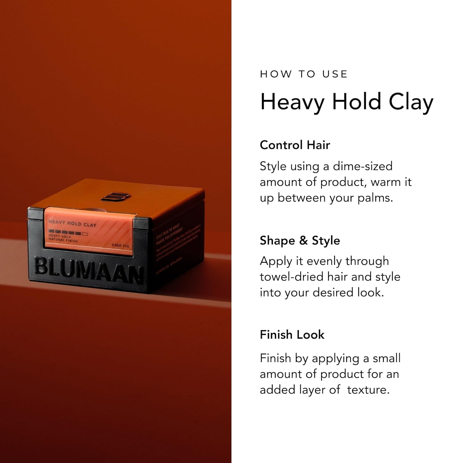 Heavy Hold Clay - Men'S Extra Strong Hold Hair Clay Creates Texture and Volume (2.5 Oz) - Natural Matte Finish with Organic Oils - Controls Coarse,Thick, Unruly Hair