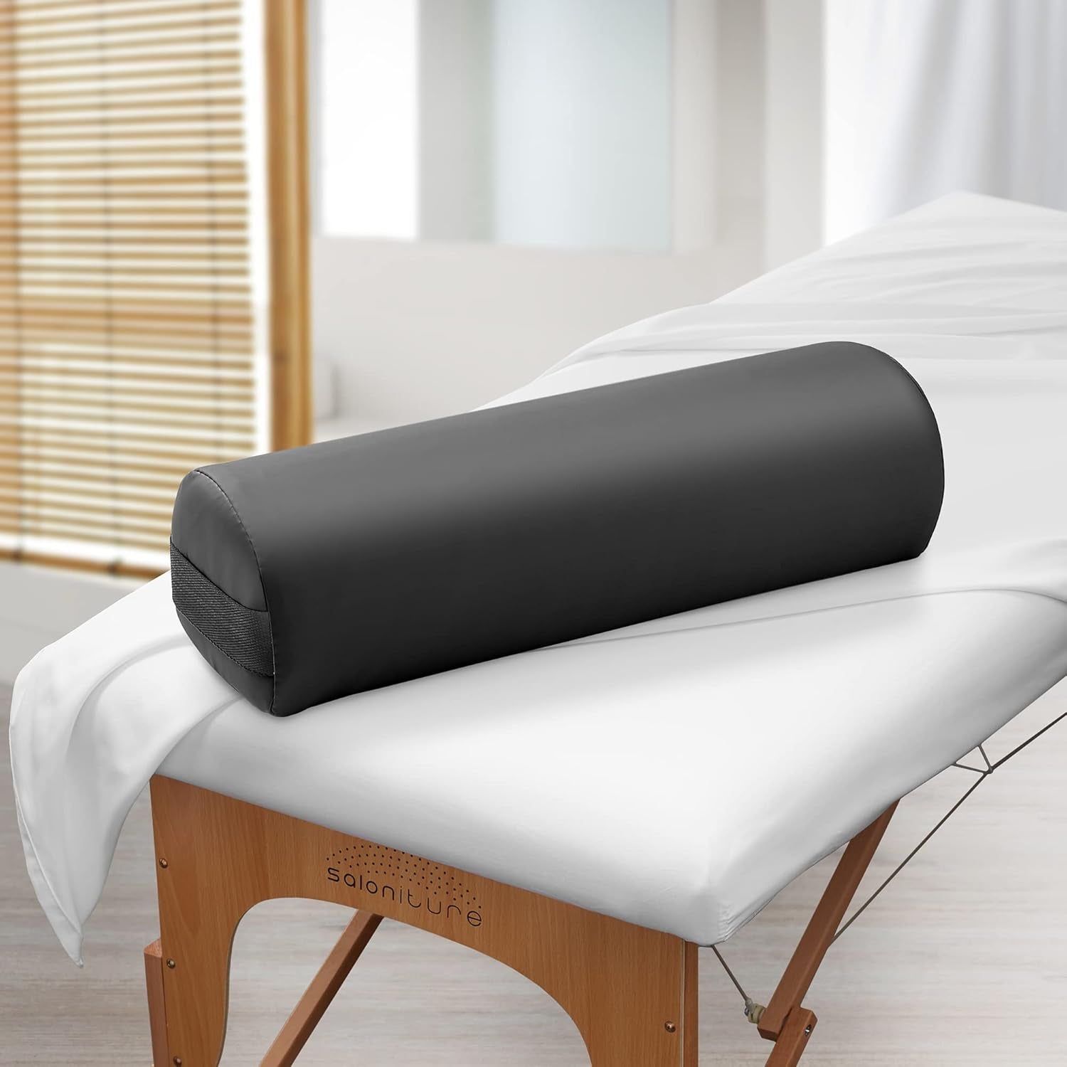 3/4 Jumbo round Massage Table Bolster Pillow Pad - 26 X 9 X 6-1/4 Inch - Black