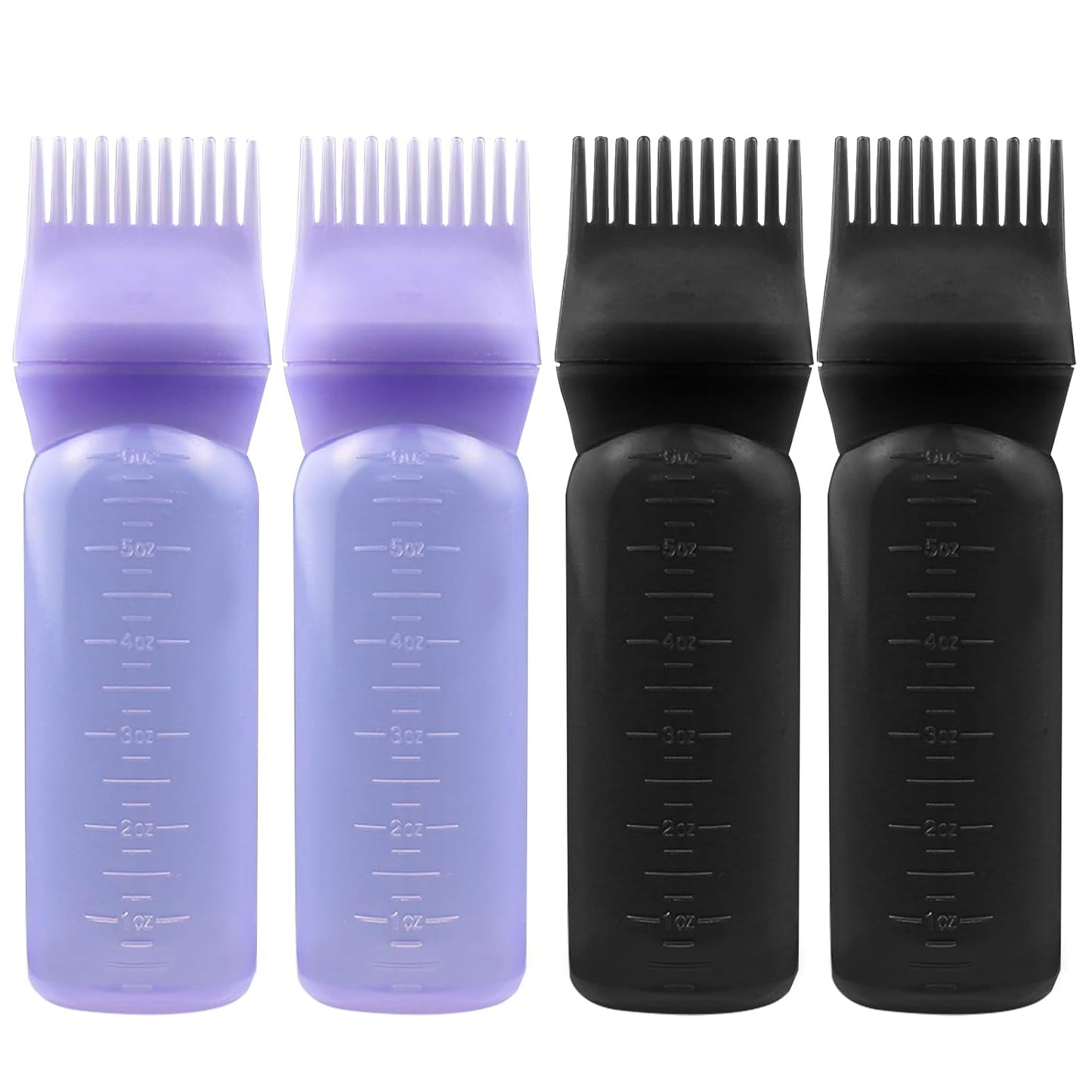 4PCS Hair Oiler Comb Bottle, Root Applicator for Scalp Oil and Hair Oiling, 6Oz (Pink, Purple, White, Black)