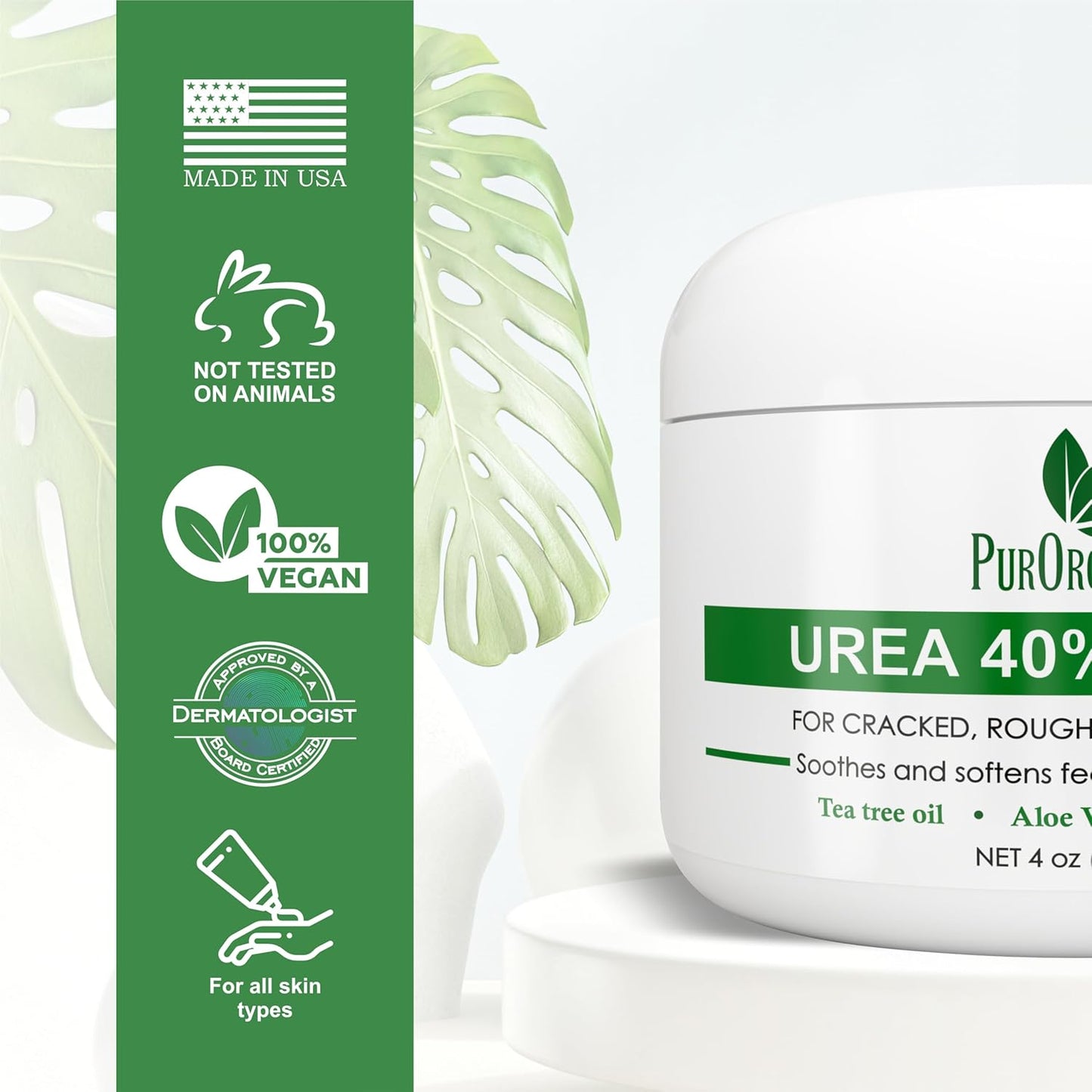 Urea 40% Cream – Made in USA – Foot Cream for Thick, Cracked, Rough, Dead & Dry Skin - Corn, Callus and Dead Skin Remover, Toenail Softener, Moisturizer for Feet, Elbows, Hands and Knees