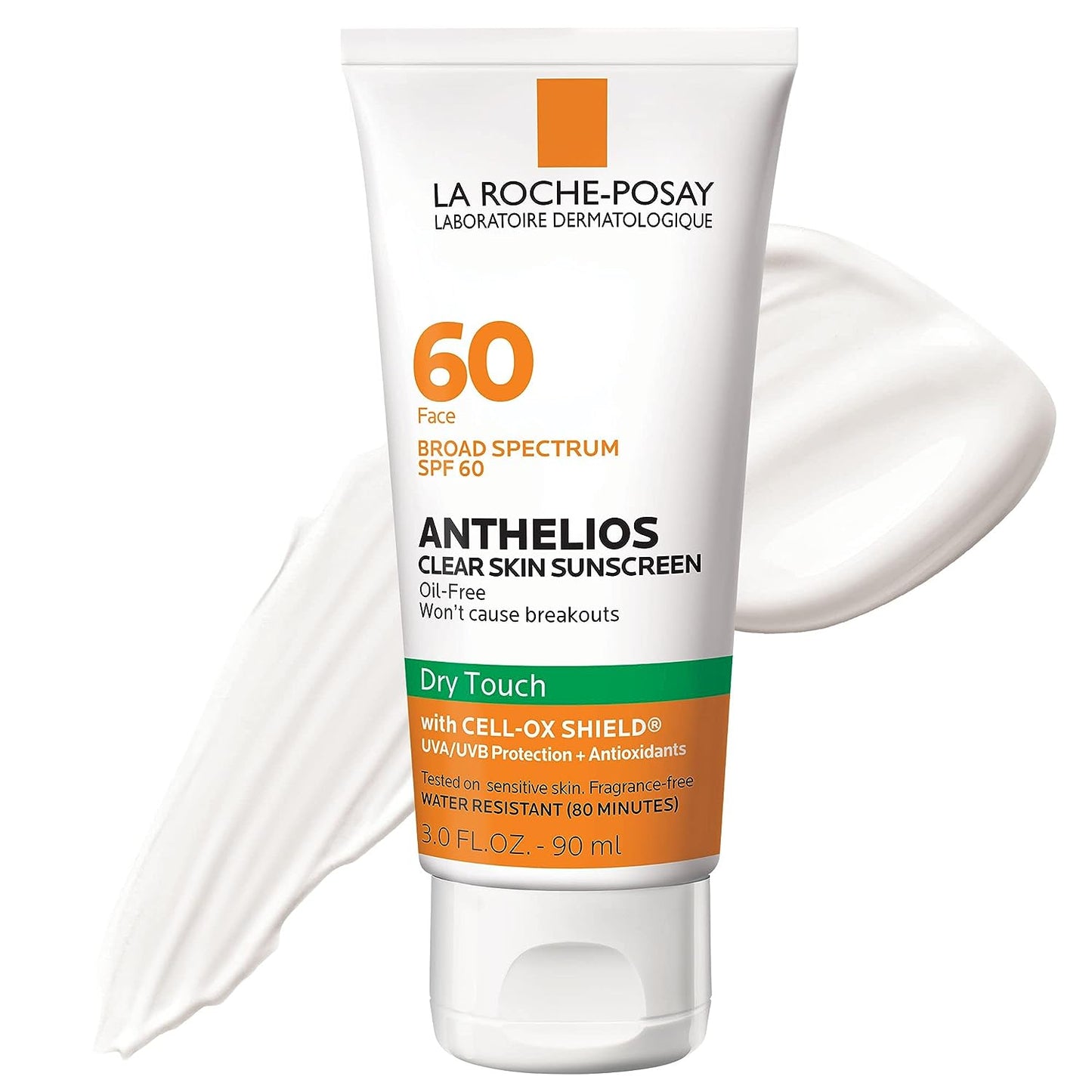 Anthelios Clear Skin Sunscreen Dry Touch SPF 60, Oil Free Sunscreen for Face, Oil Absorbing, Broad Spectrum SPF + Antioxidants, Non-Greasy, Oxybenzone Free, Travel Size