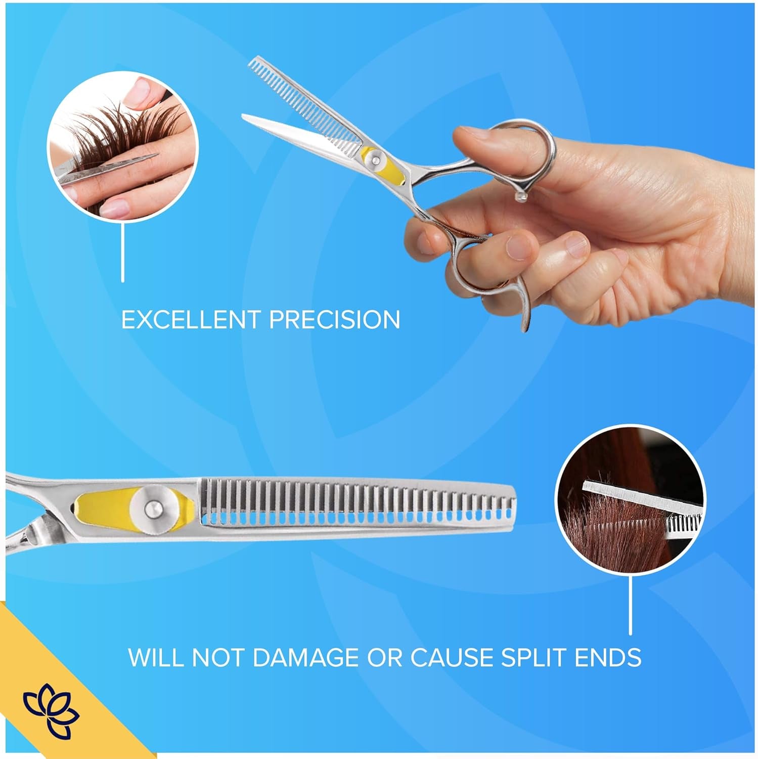 , Professional Hair Scissors, Japanese Stainless Steel-Barber Hair Cutting Texturizing Thinning Razor Edge Series Teeth Shears for Men/Women/Kids/Salon & Home-6.5" Overall Length