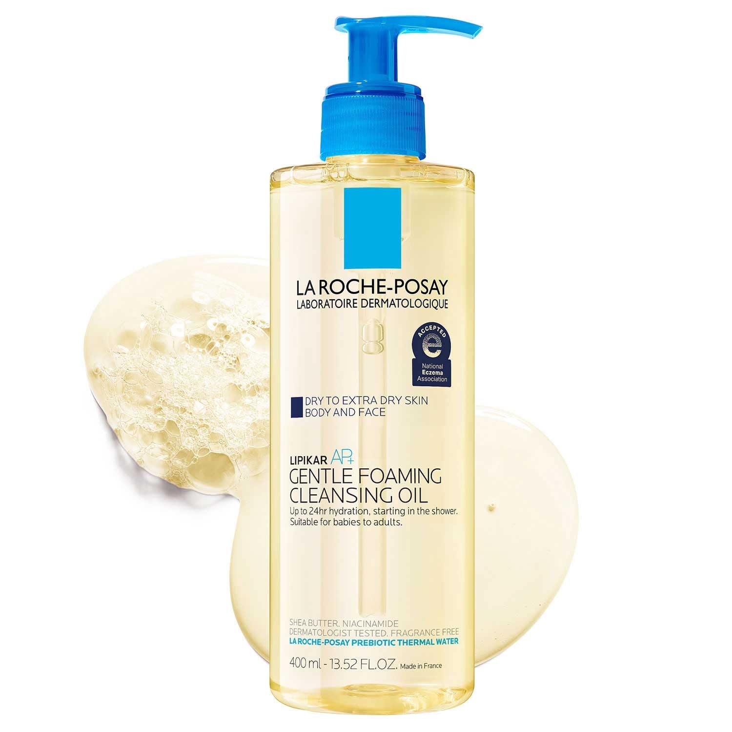 La Roche-Posay Lipikar AP+ Gentle Foaming Cleansing Oil, Gentle Oil Cleanser for Face and Body Formulated with Niacinamide, Long-Lasting 24-Hour Hydration, Fragrance-Free & Soap Free