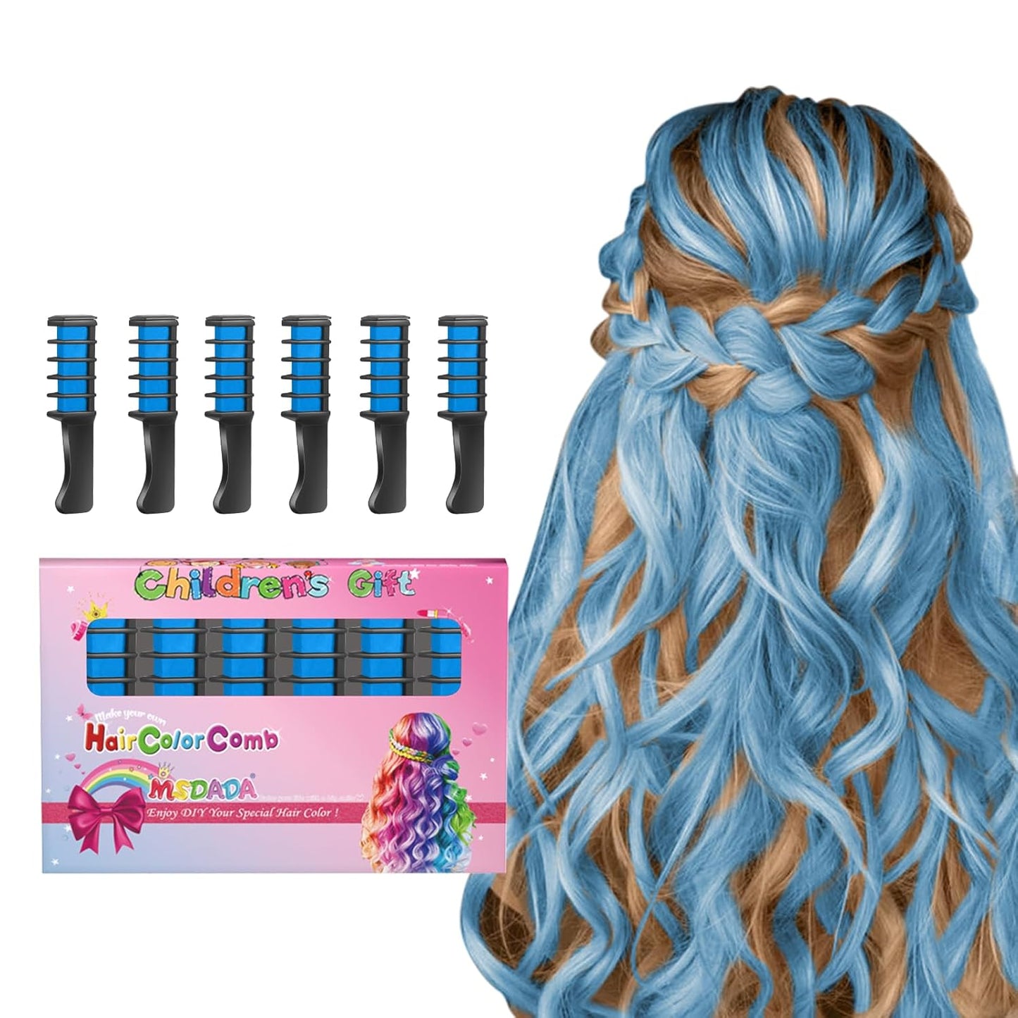 New Hair Chalk Comb Temporary Hair Color Dye for Girls Kids, Washable Hair Chalk for Girls Age 4 5 6 7 8 9 10-12 Birthday Christmas New Year Cosplay Hair DIY Party