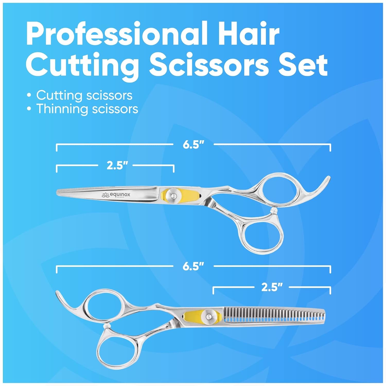 Equinox Professional Hair Scissors Set - Includes Barber Scissors & Thinning Shears for Hair Cutting & Grooming, Premium Japanese Stainless Steel Hair Cutting Scissors, Barber Accessories & Hair Tools