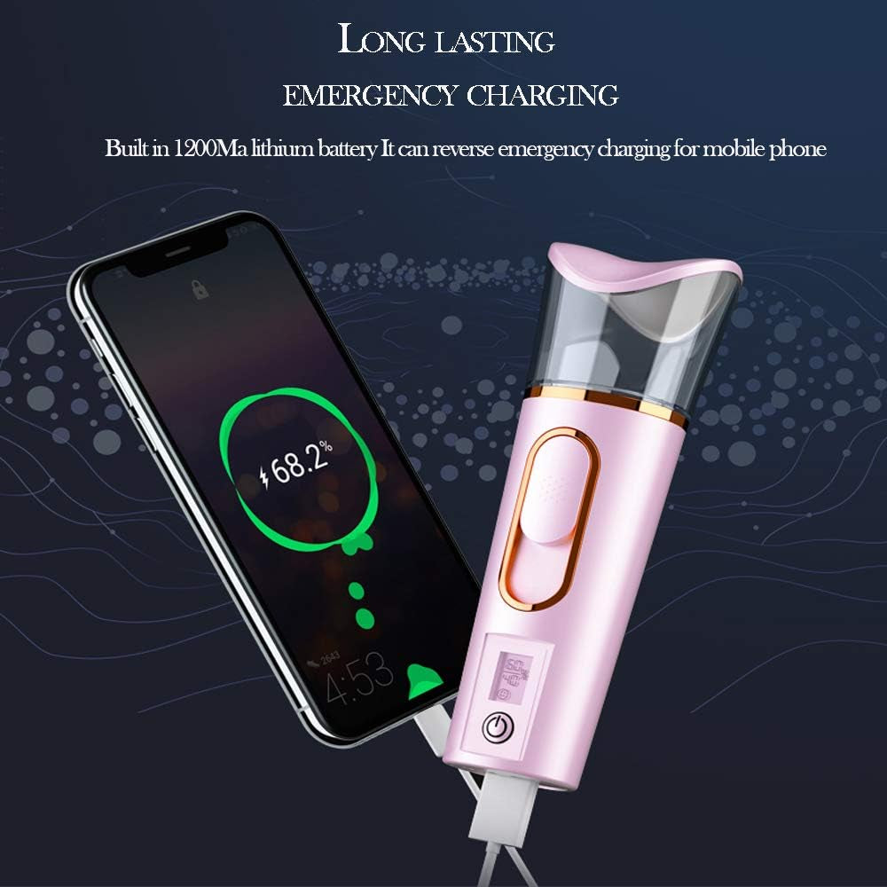 Nano Facial Mister with Skin Analyzer Moisture Tester,  Portable Mini Cool Face Mist Steamer with USB, Handy Facial Sprayer for Eyelash Extensions, Face Moisturizing,Hydration Refreshing