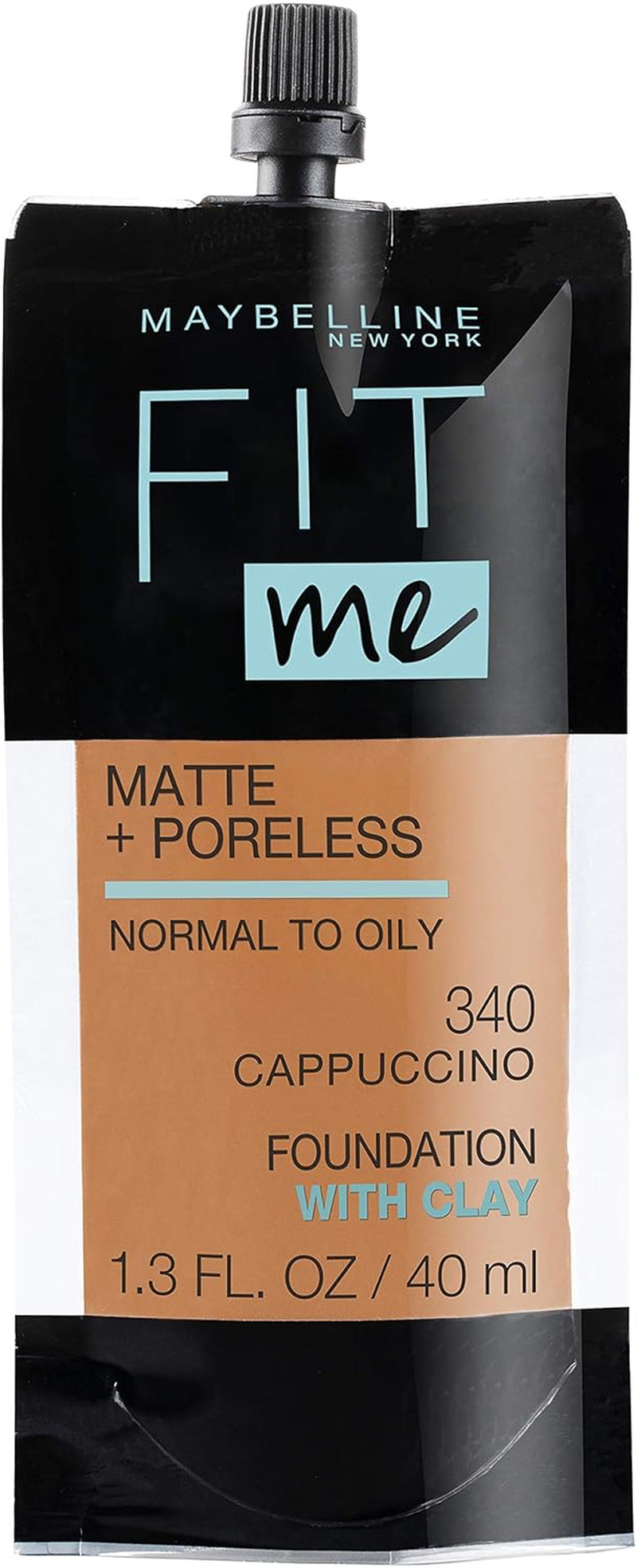 Fit Me Matte + Poreless Liquid Oil-Free Foundation Makeup, Warm Nude, 1 Count (Packaging May Vary)