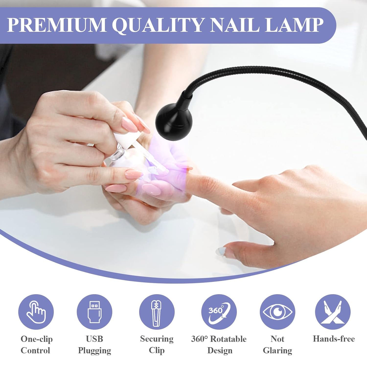 U V LED Nail Lamp – Mini Led Nail Lamp Gel X Lamp for Nails with Securing Clip Rotatable Led Light for Nails for Curing Gel Polish U V Nail Gels Manicure Home DIY, Black