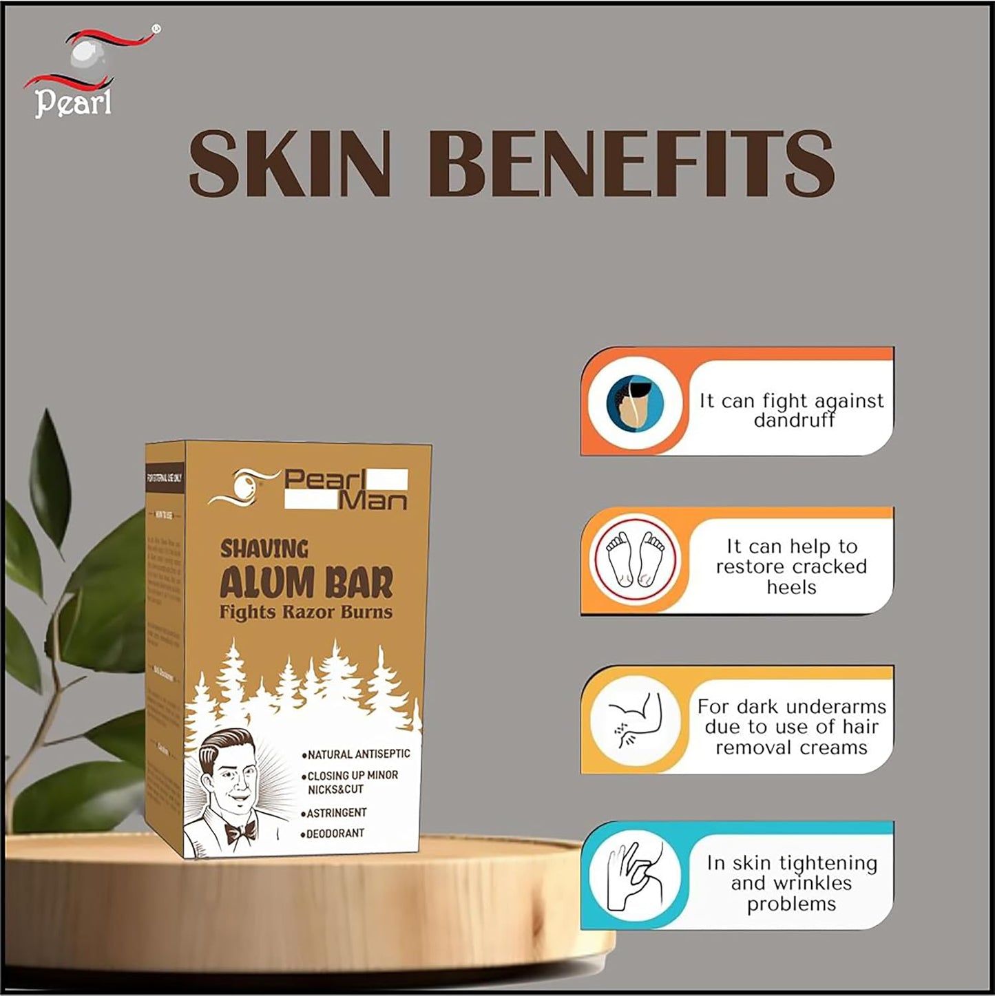 Shaving Alum Bar (Fitkari) - 100G | 100% Pure Natural Alum Stone | Gentle & Effective Aftershave| Ideal for Razor Burn Relief | Chemical-Free Shaving Aid, White